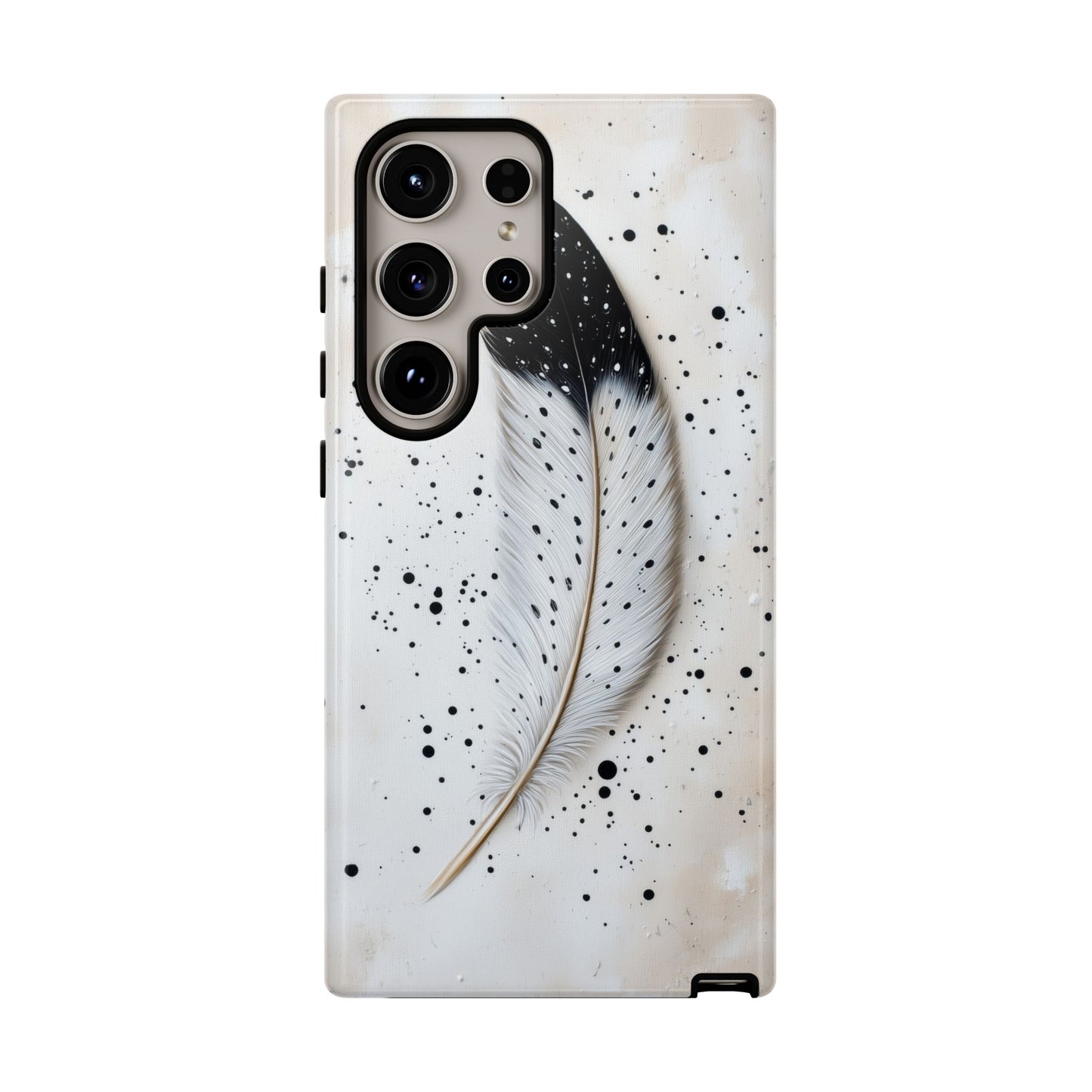 Elegant Owl Feather Phone Case – Black & White for iPhone, Samsung & Google Pixel