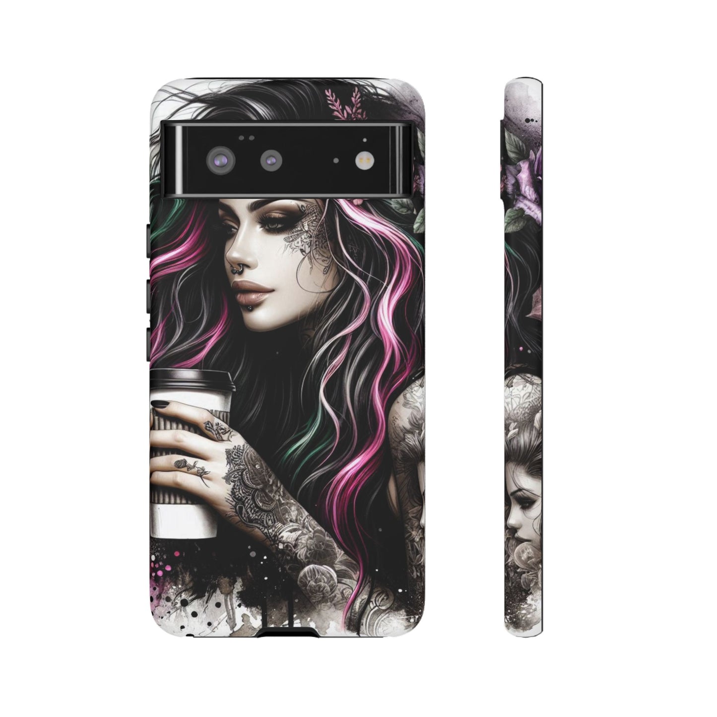 Tattooed Serenity – Gothic Coffee Lover Mobile Cover