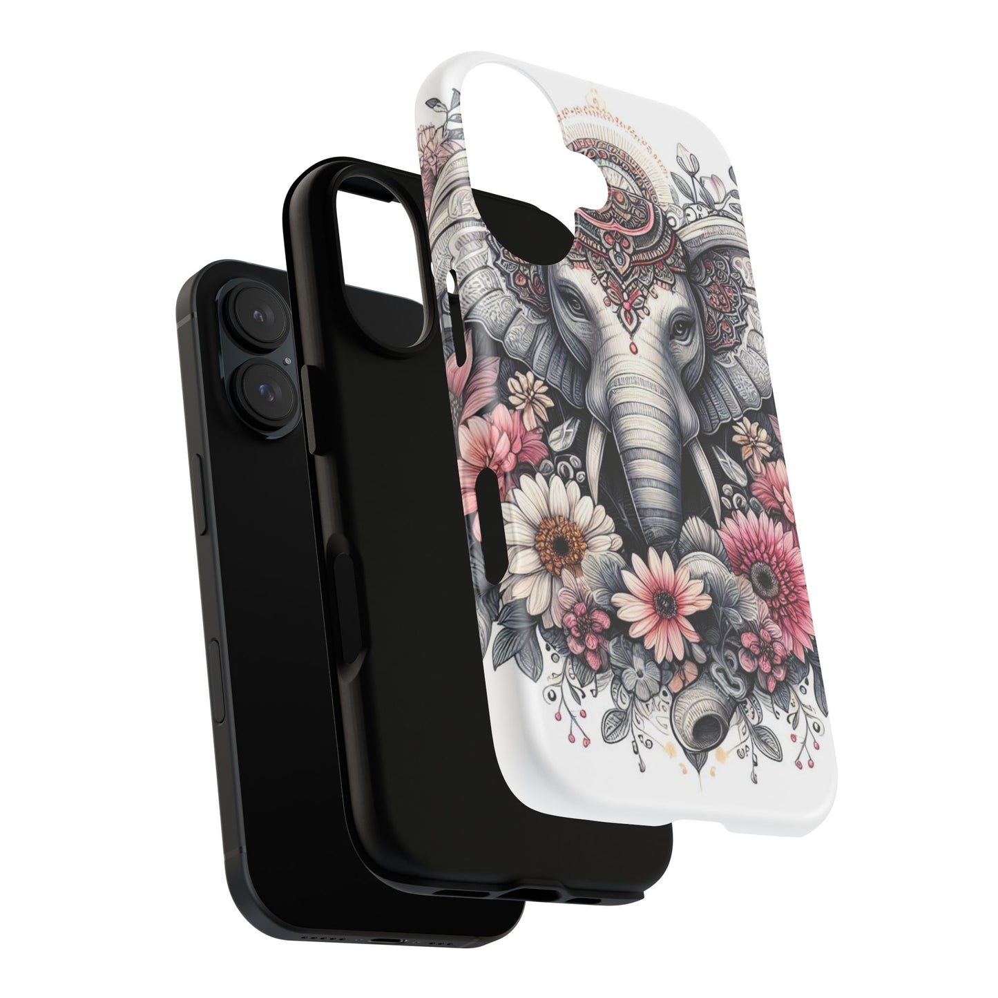 Royal Elephant Mandala Phone Case – Intricate Bohemian Floral Design