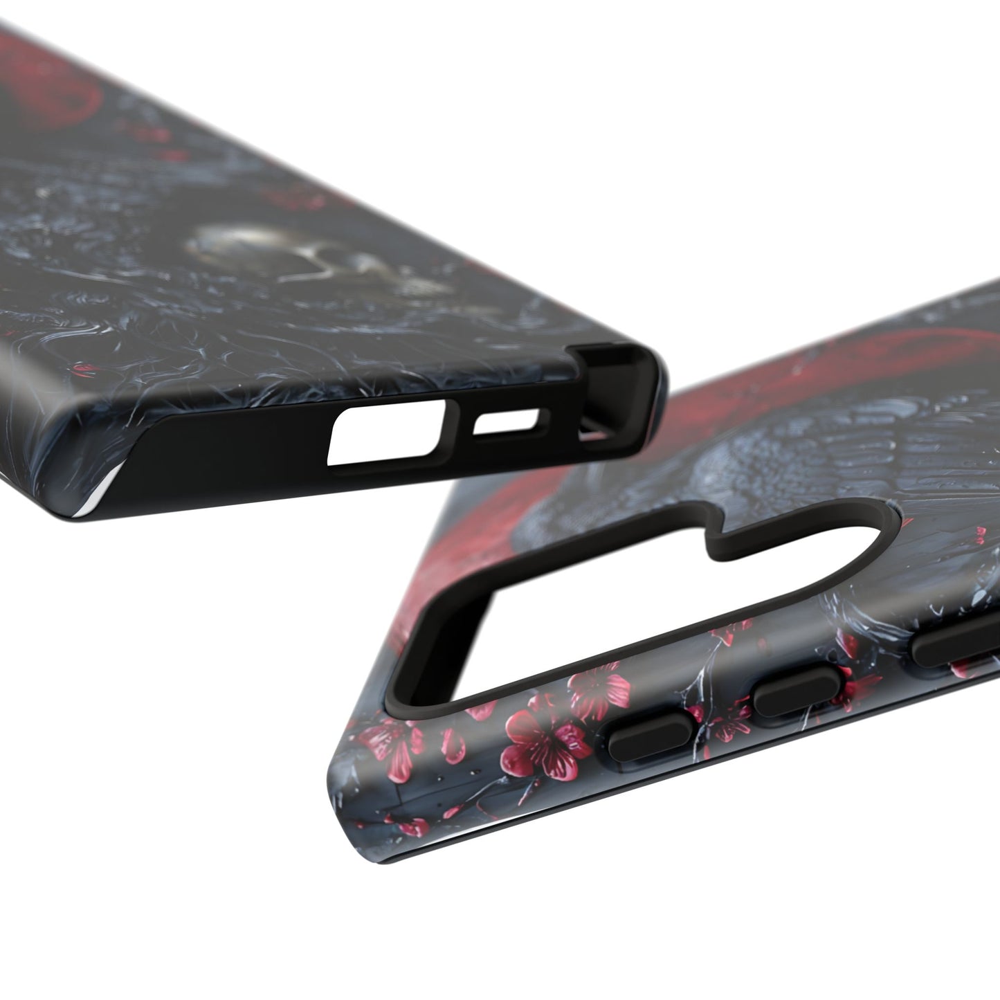Gothic Sculpture Of Raven On Charcoal Tree Branch phone case design