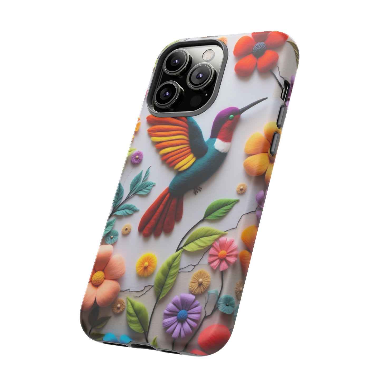 Embroidered Hummingbird with Floral Design | Nature's Elegant Stitch | iPhone 16 Pro