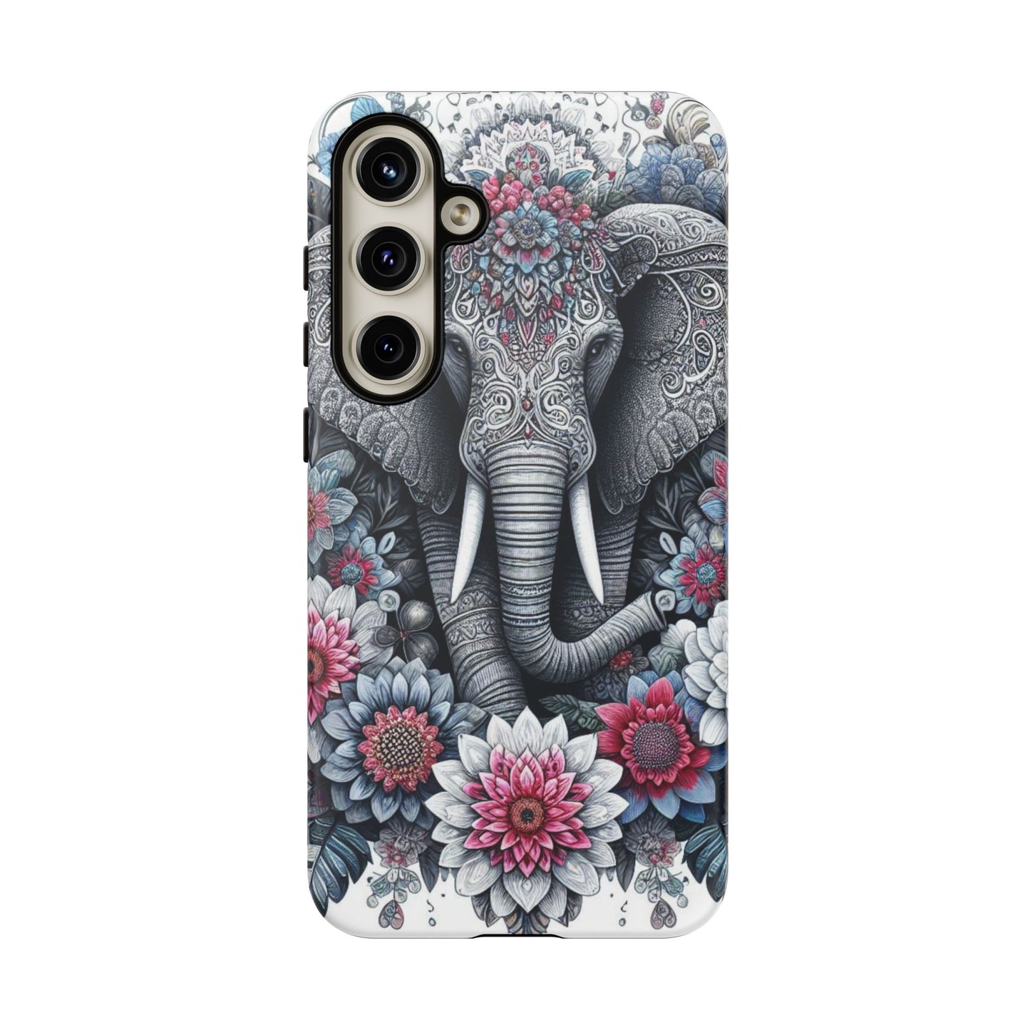Regal Mandala Elephant Mobile Cover – Ornate Floral Art