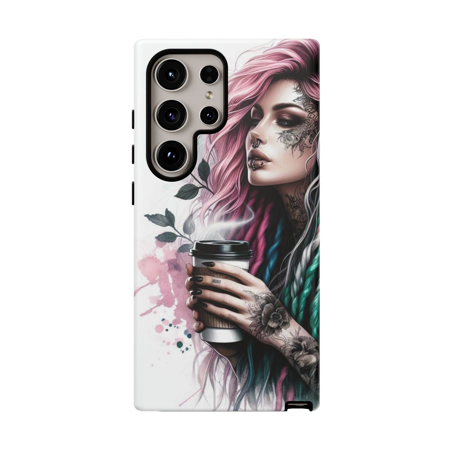 Boho Rebel – Vibrant Dreadlocks & Tattooed Coffee Lover Mobile Cover