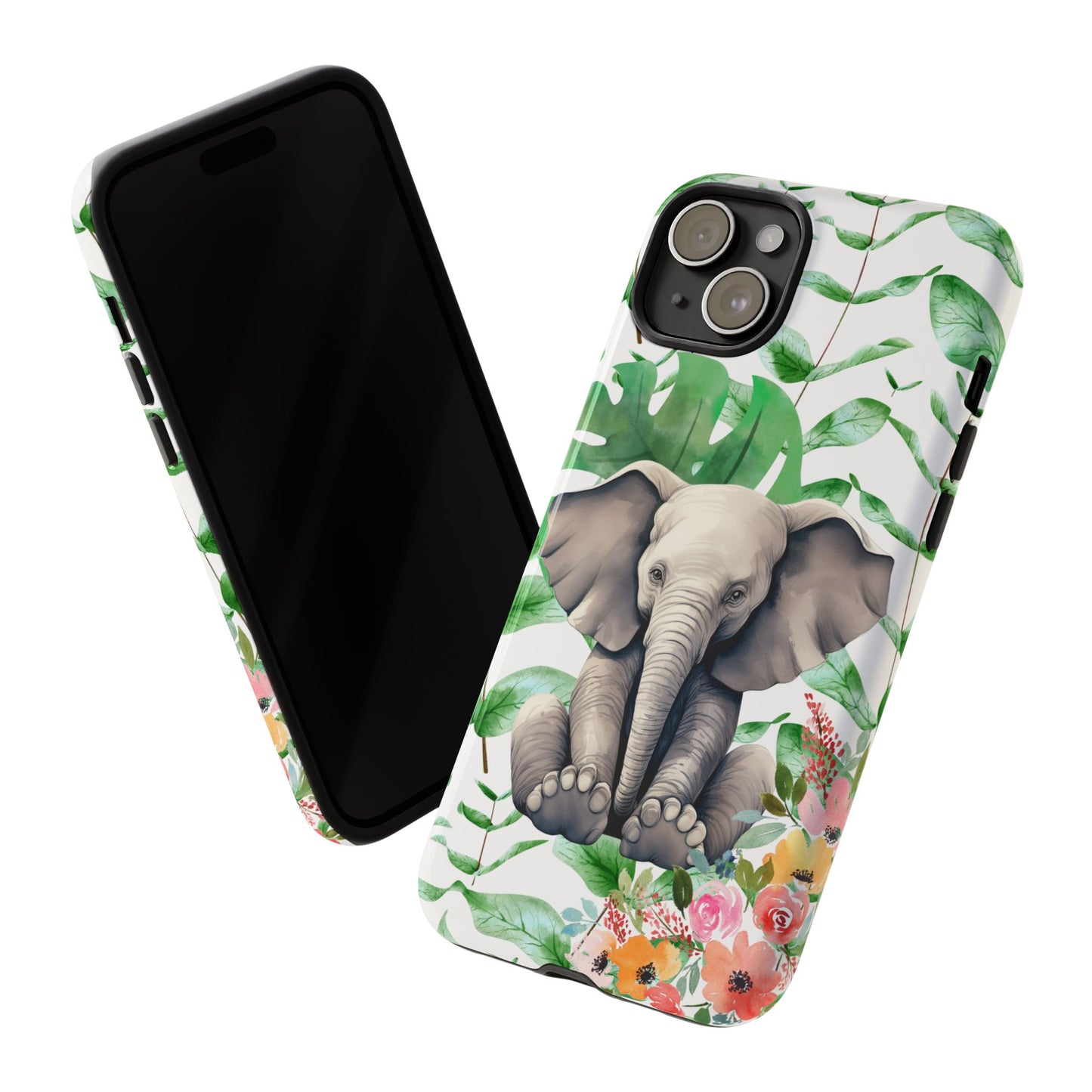 Cute Baby Elephant Mobile Cover – Floral & Tropical Aesthetic