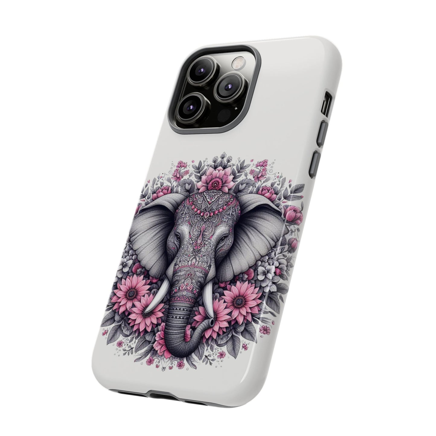 Intricate Floral Elephant Mobile Cover – Mandala-Inspired Boho Art