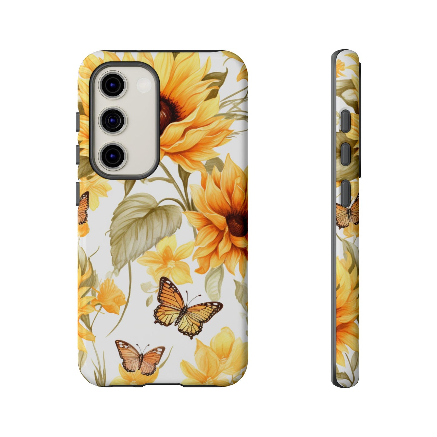 Golden Sunflower & Butterfly Phone Case – Warm & Elegant