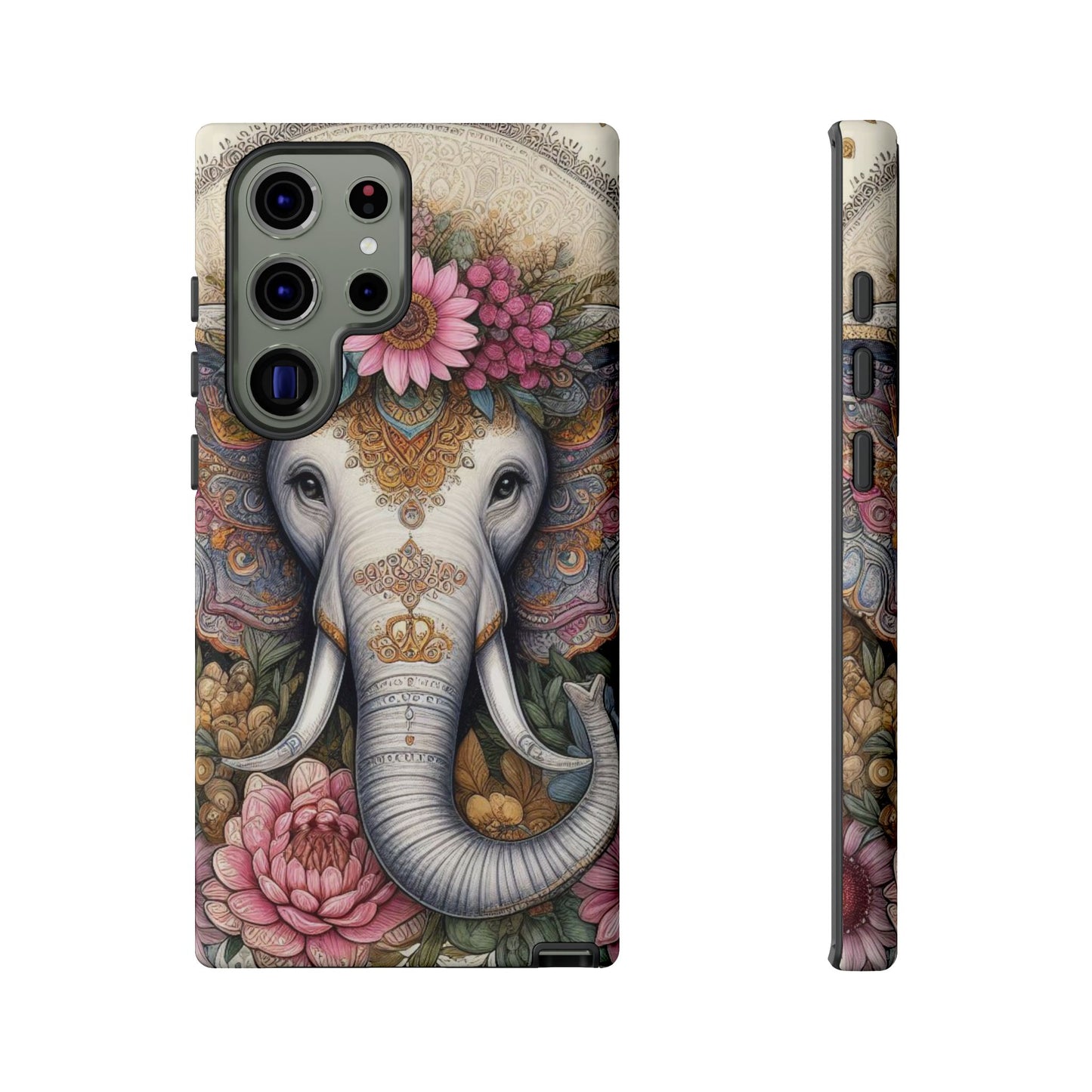 Elegant Floral Elephant Mobile Cover – Royal Mandala Art