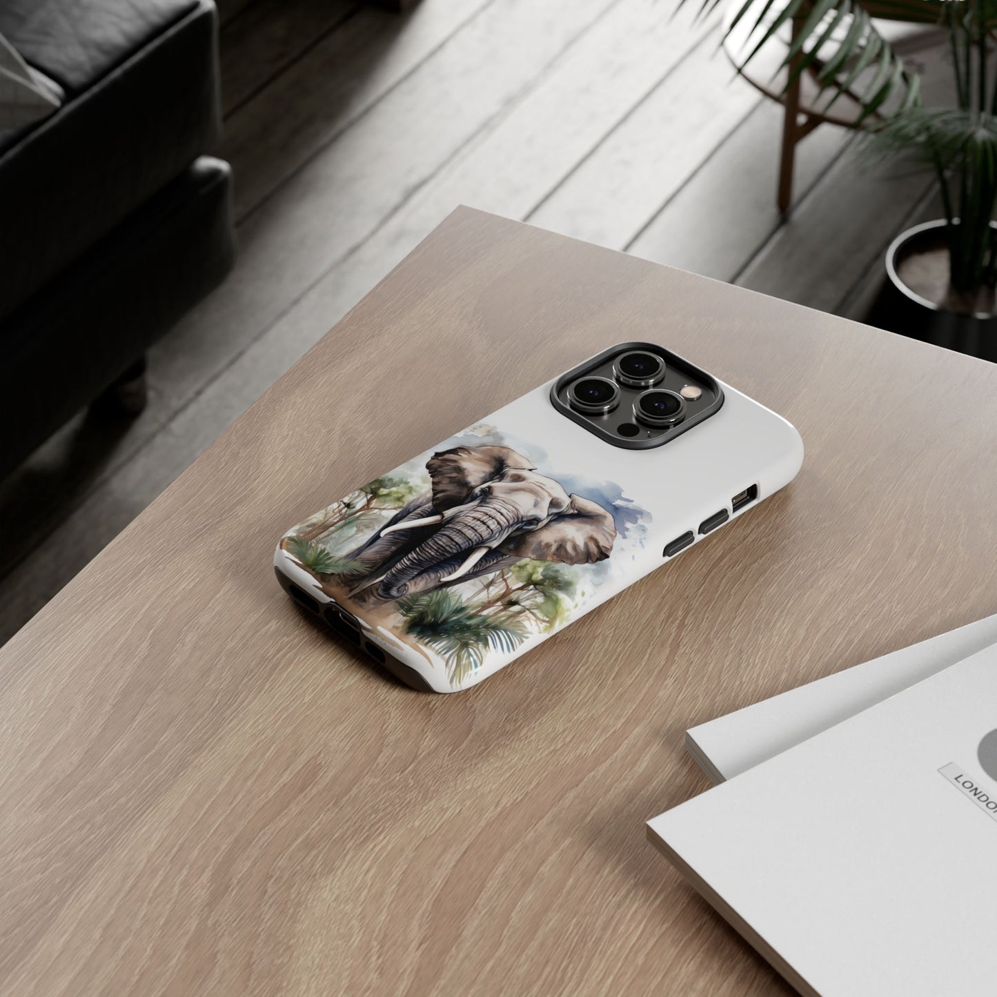 Majestic Watercolor Elephant Mobile Cover – Artistic Wildlife Design