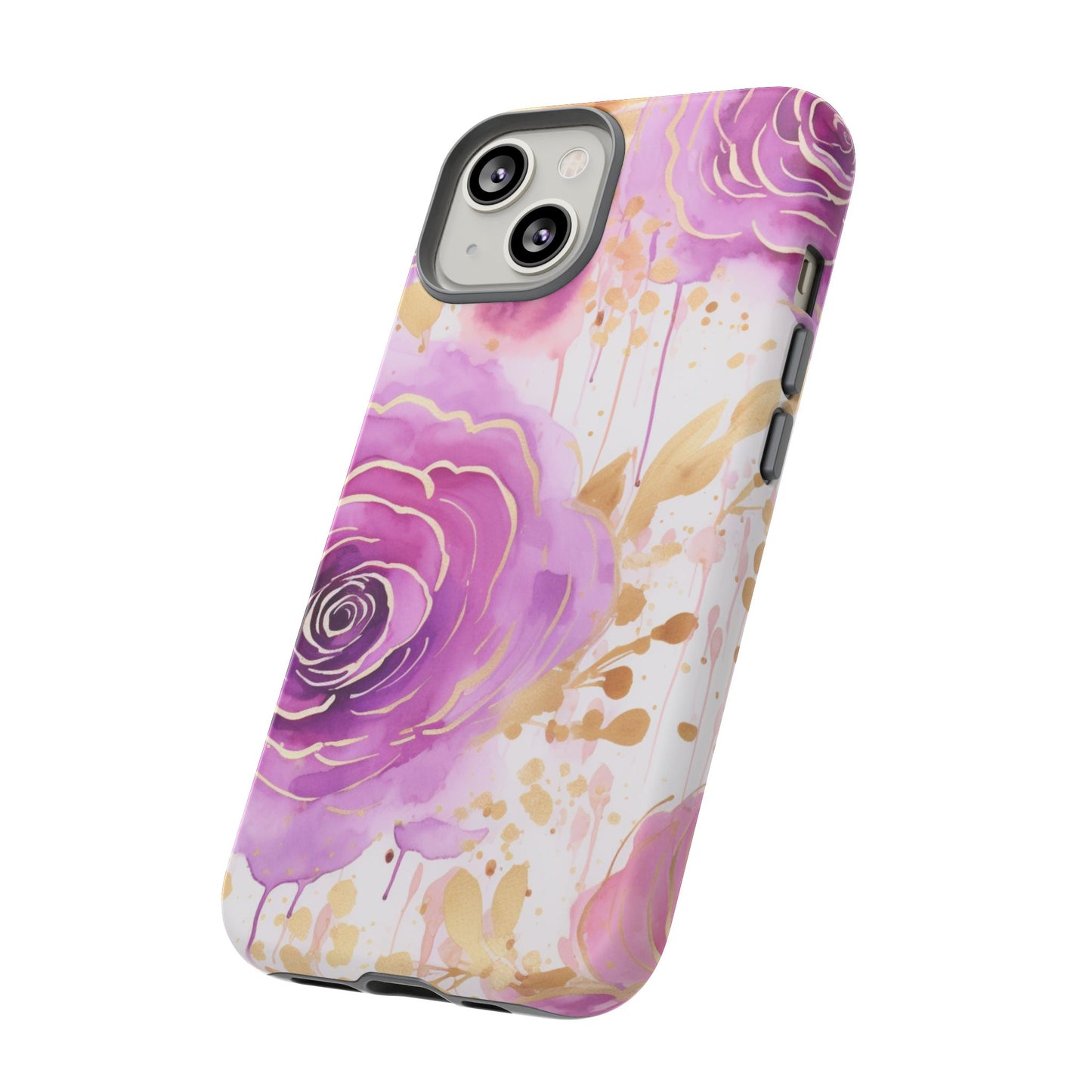 Elegant Purple-Gold Watercolor Rose Mobile Case