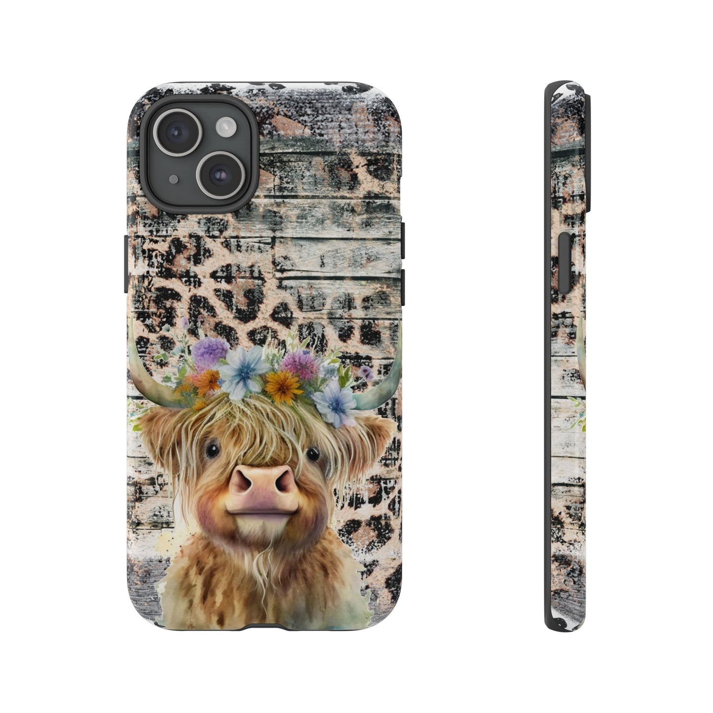 Leopard Print Heifer Phone Case - iPhone, Samsung & Google Pixel Cover - Artistic Cow Phone Case, Animal Lover Gift