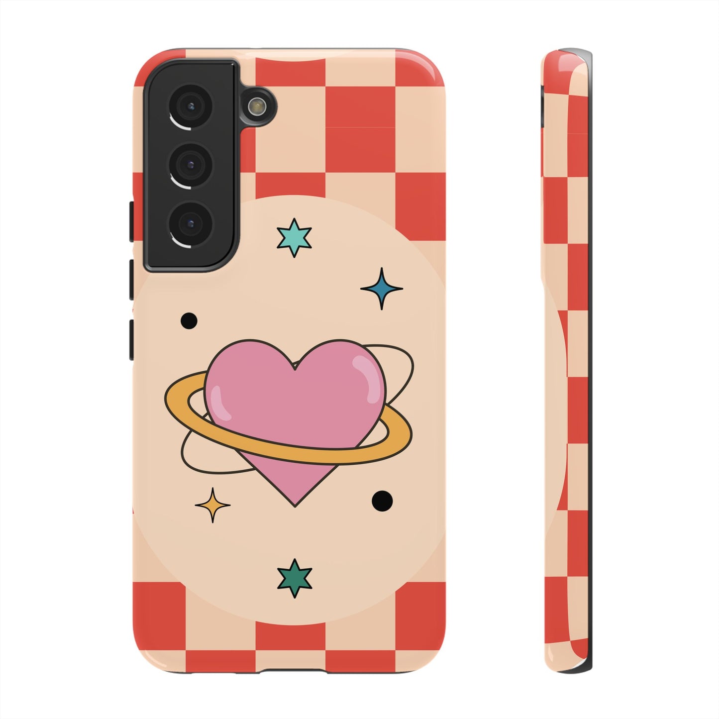 Retro Heart Tile Phone Case – Vintage Aesthetic Cover for iPhone, Samsung & Google Pixel