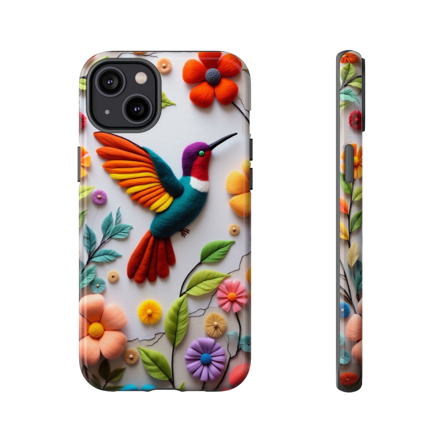 Embroidered Hummingbird with Floral Design | Nature's Elegant Stitch | iPhone 16 Pro