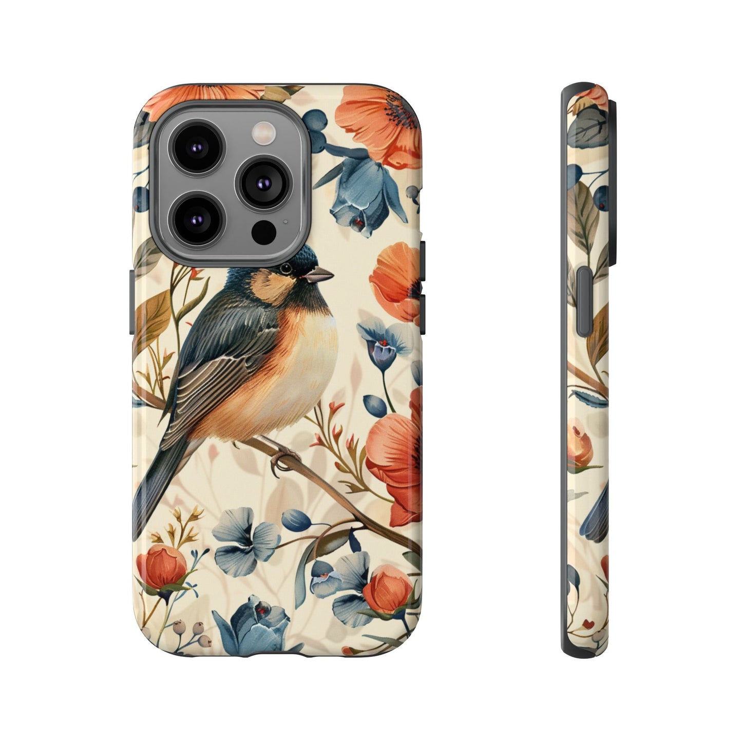 Floral Bird Phone Case - Elegant Nature-Inspired Cover for iPhone, Samsung & Google Pixel