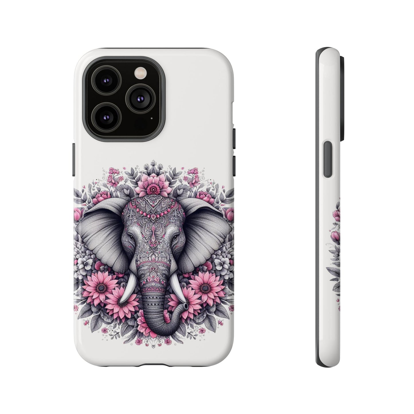 Intricate Floral Elephant Mobile Cover – Mandala-Inspired Boho Art