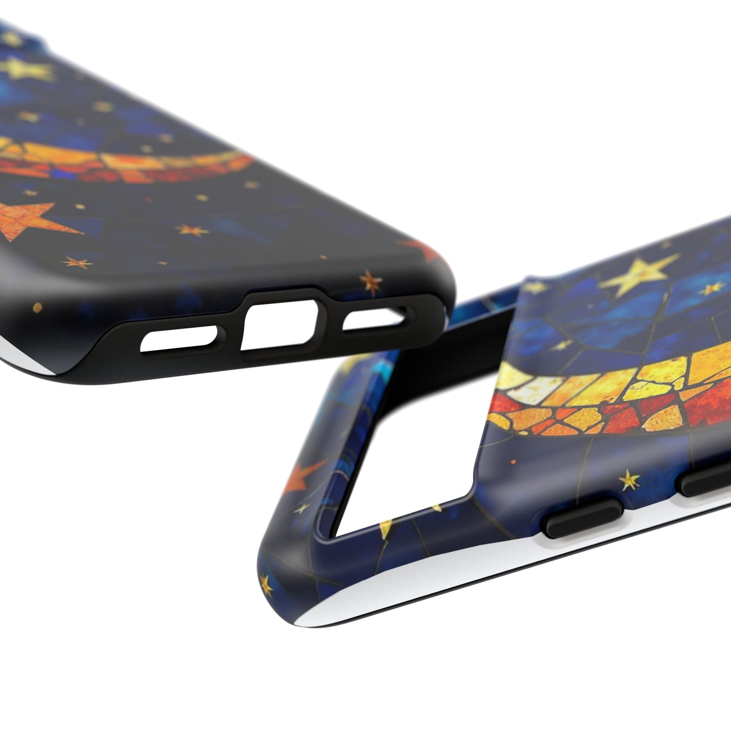 Celestial Crescent: Vibrant Moon and Stars Phone Case