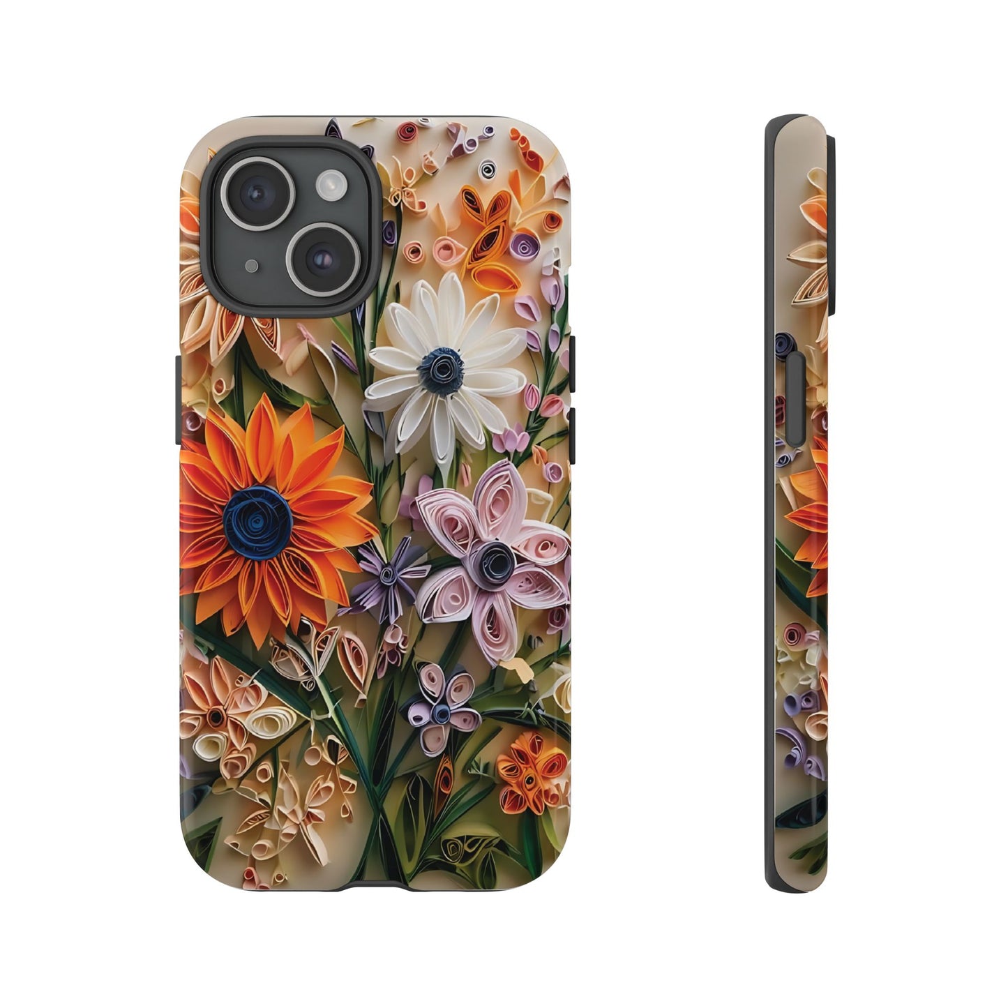 Intricate Quilled Floral Artwork In Vibrant Colors phone case design.
