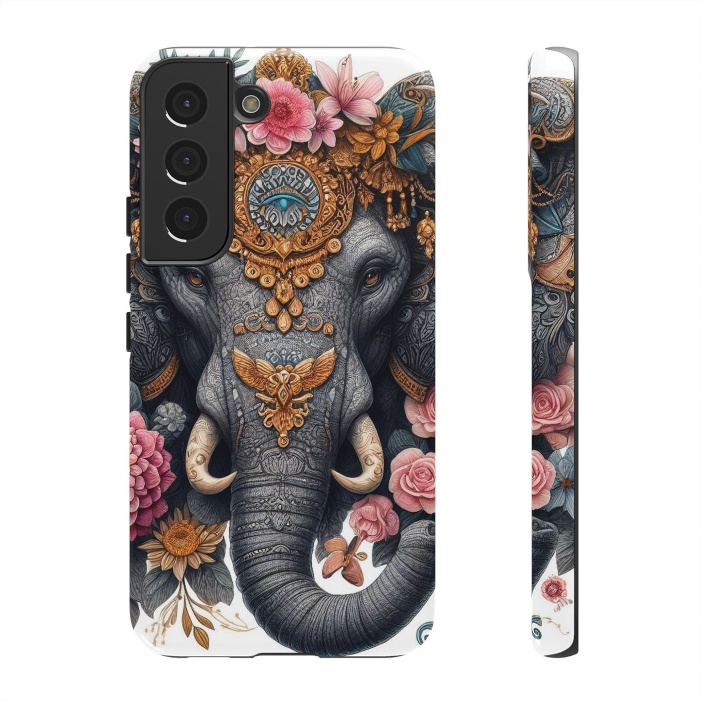 Golden Royal Elephant Mobile Cover – Luxurious Ornate Art