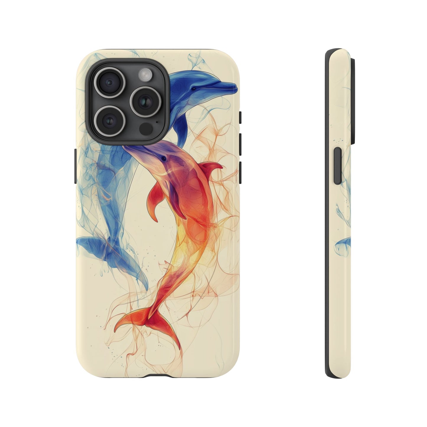 Elemental Dolphins: Fire & Water Fusion Phone Case for iPhone, Samsung & Pixel