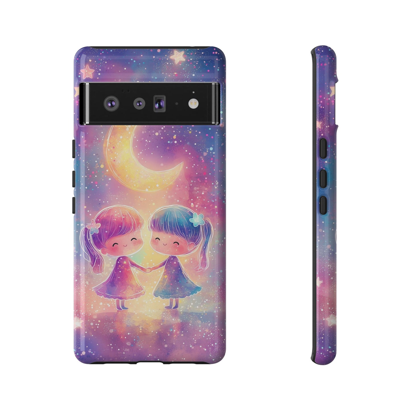 Moonlit Friendship Galaxy Phone Case for iPhone, Samsung, Google Pixel
