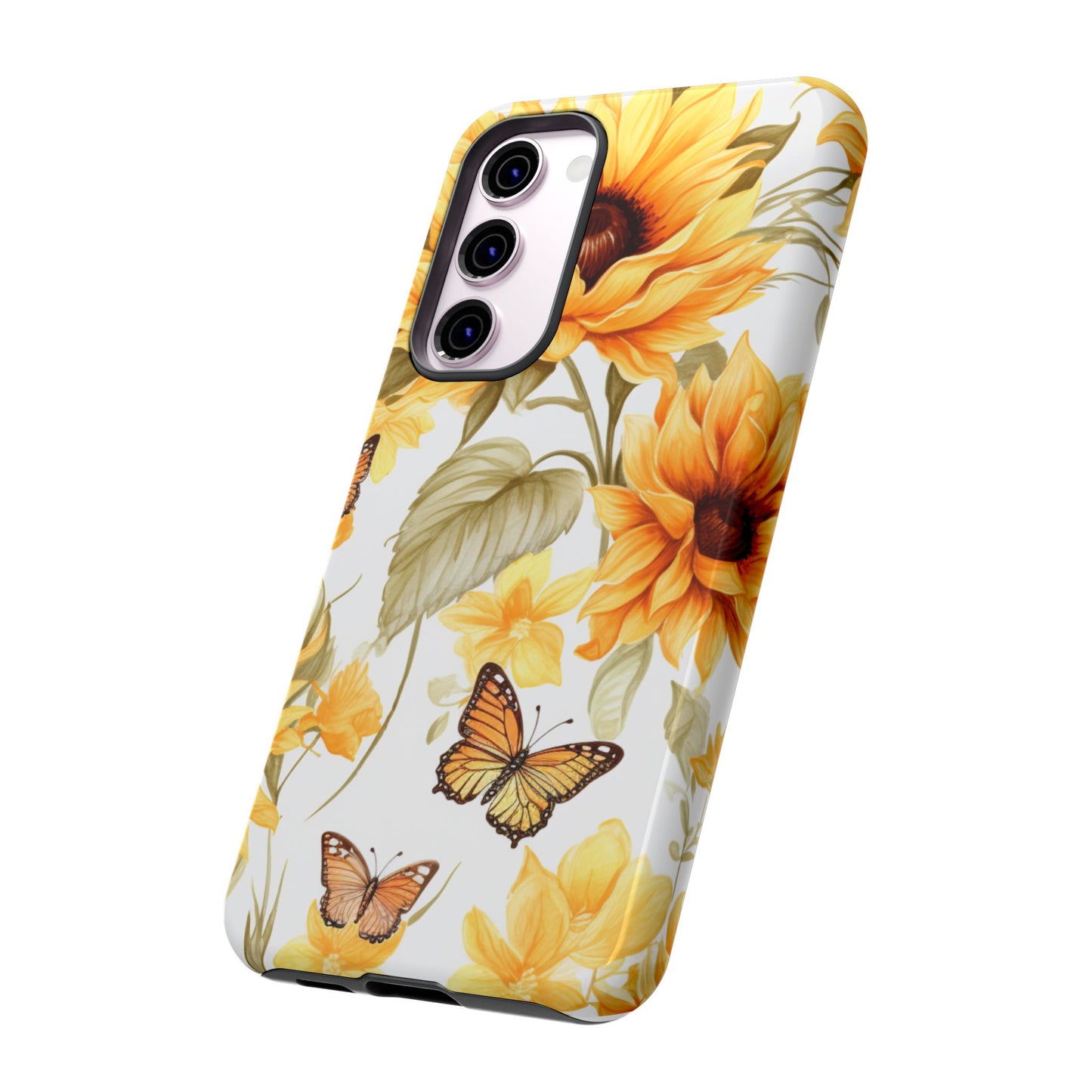 Golden Sunflower & Butterfly Phone Case – Warm & Elegant
