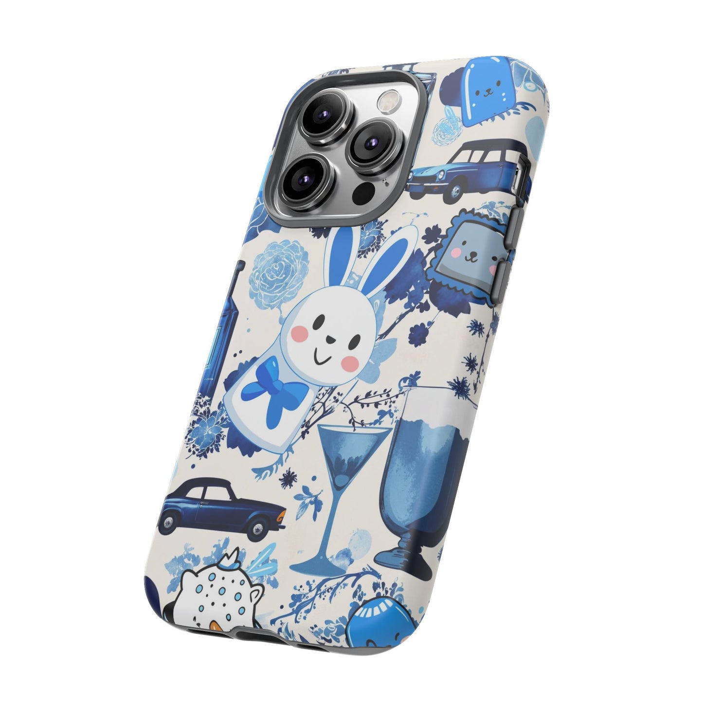 Blue Bunny & Car Themed Phone Case