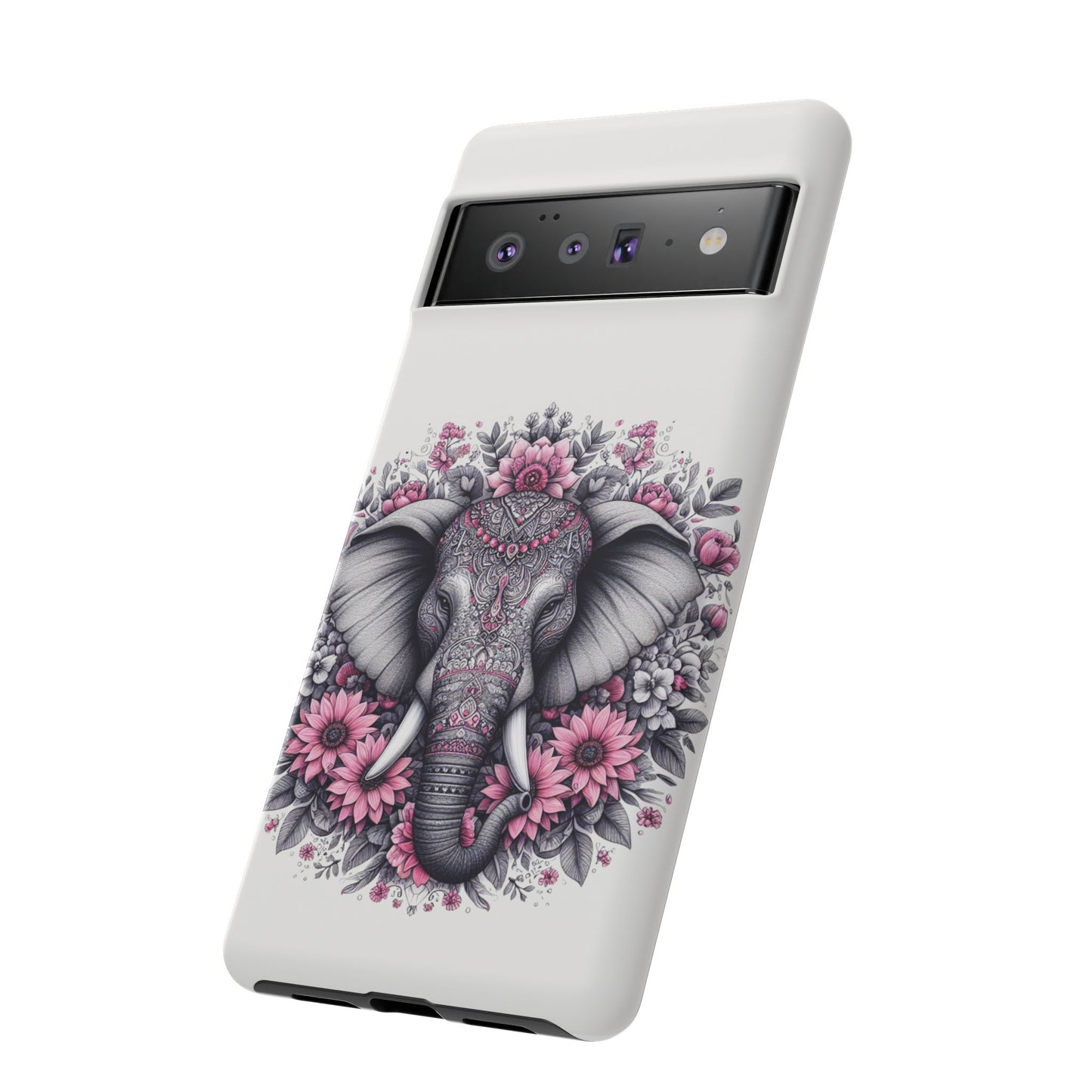Intricate Floral Elephant Mobile Cover – Mandala-Inspired Boho Art