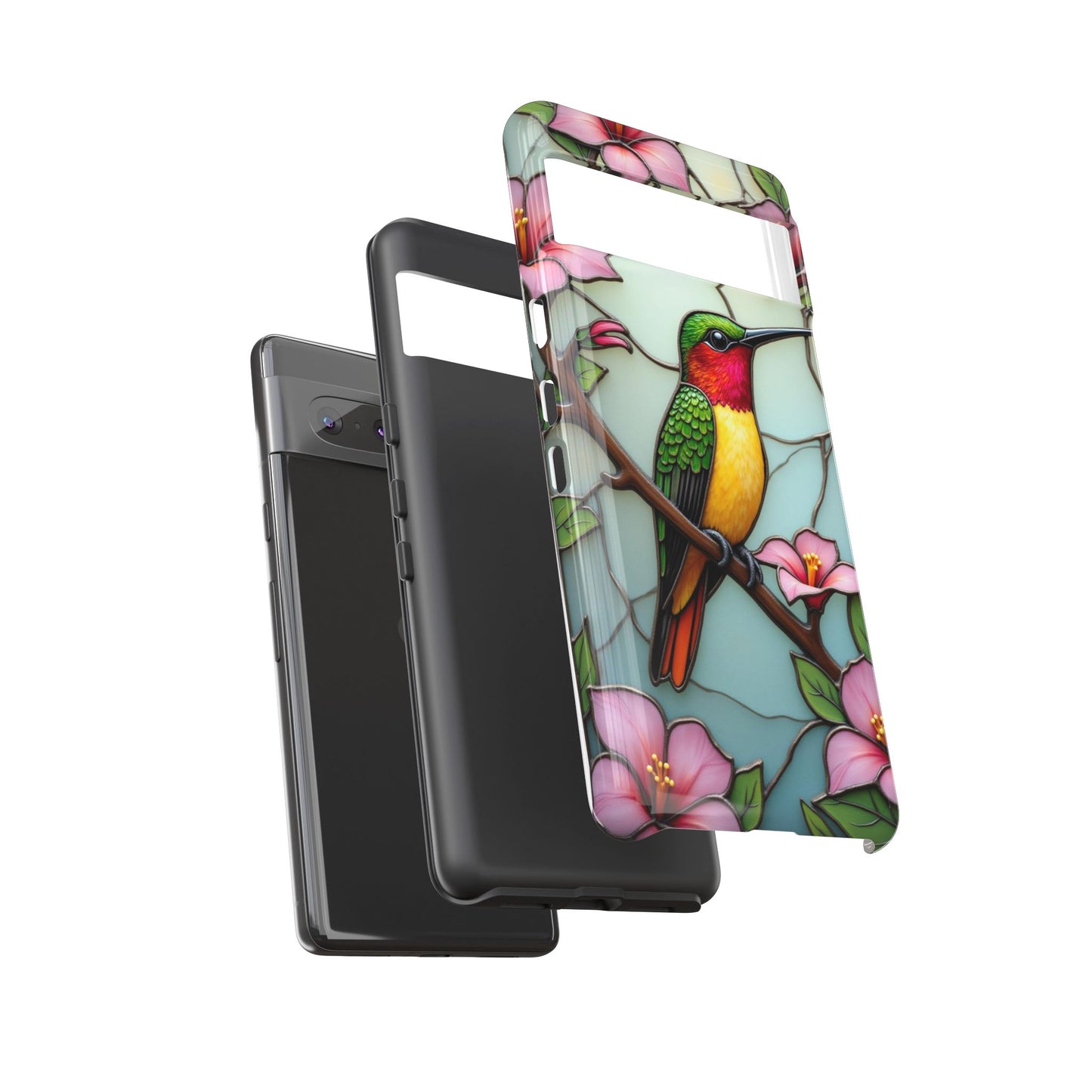 Elegant Hummingbird with Floral Mosaic | Artistic Nature Design