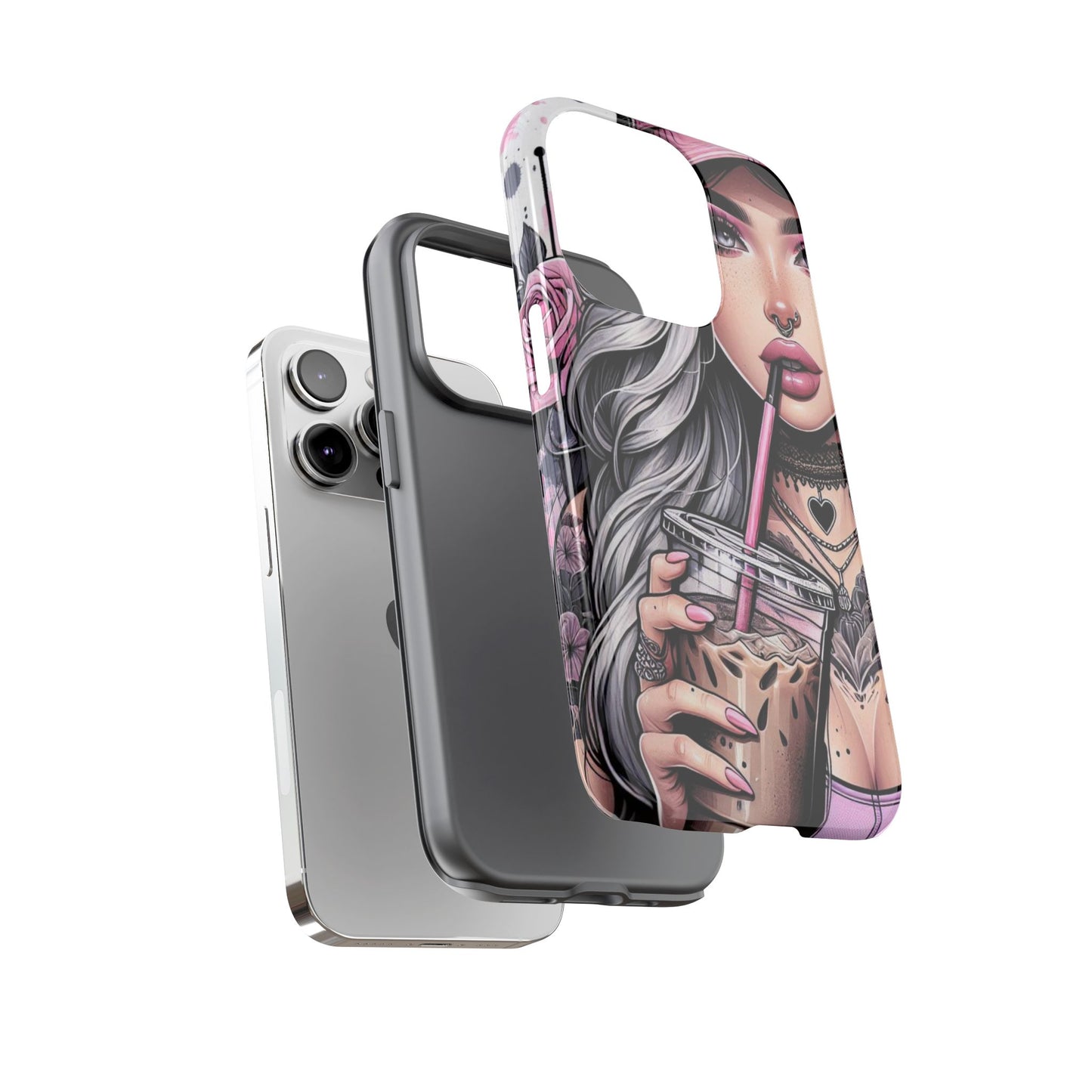 Pink Aesthetic Rebel – Iced Coffee & Inked Beauty Mobile Cover