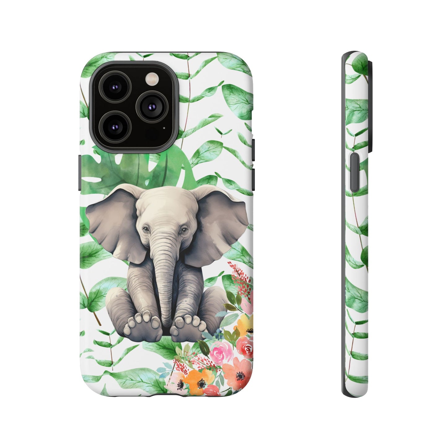 Cute Baby Elephant Mobile Cover – Floral & Tropical Aesthetic