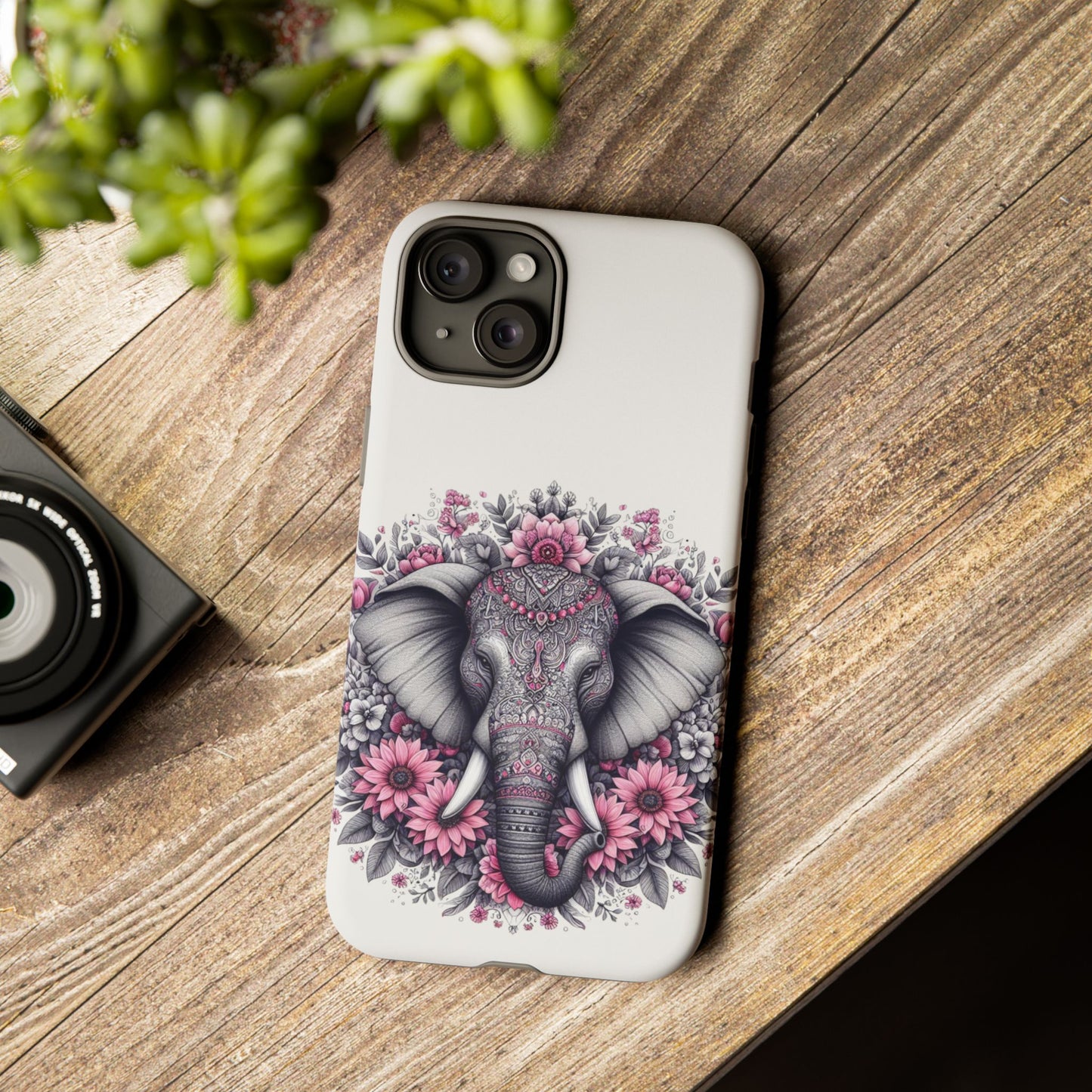 Intricate Floral Elephant Mobile Cover – Mandala-Inspired Boho Art