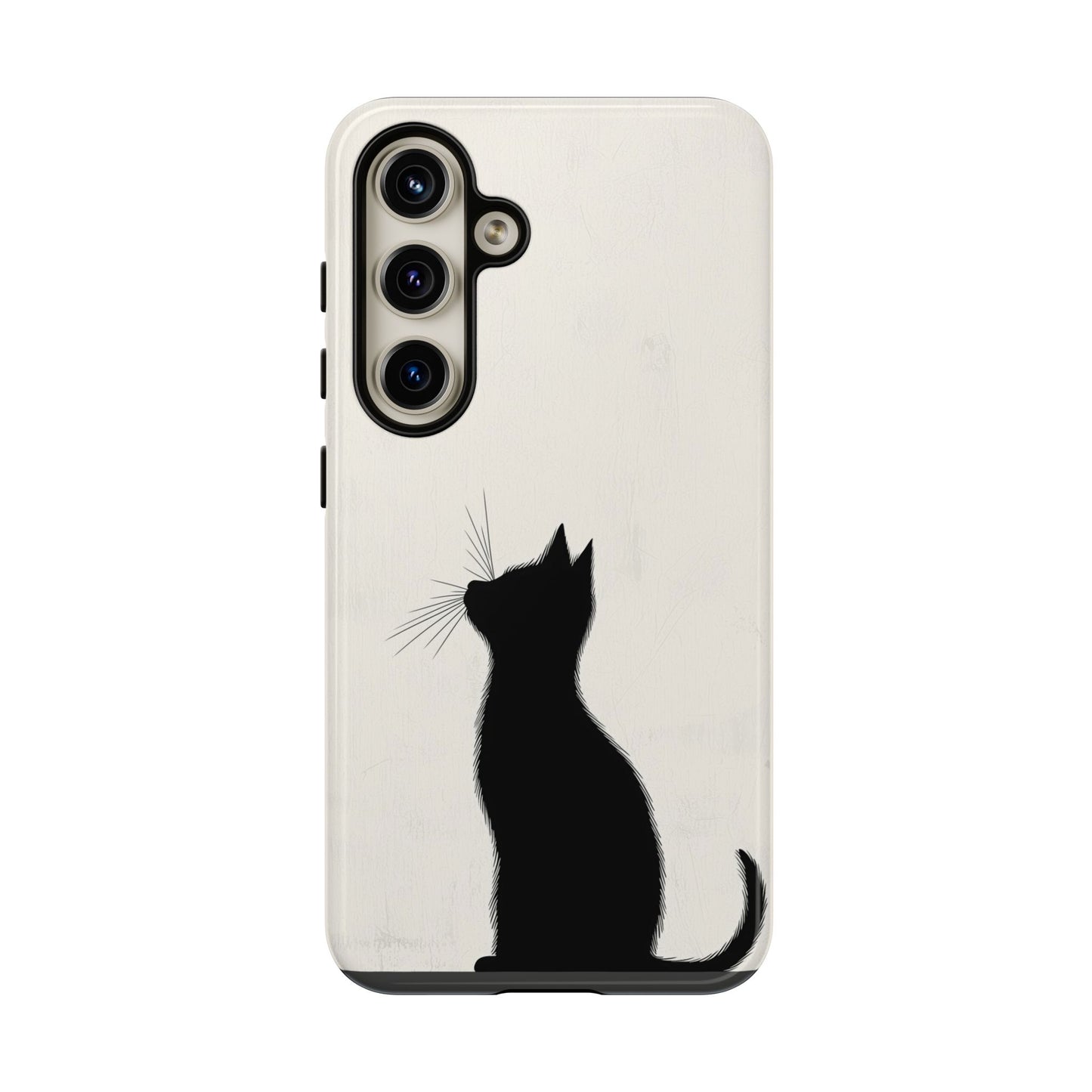 Silent Gaze: Minimalist Black Cat Phone Case for iPhone, Samsung & Pixel