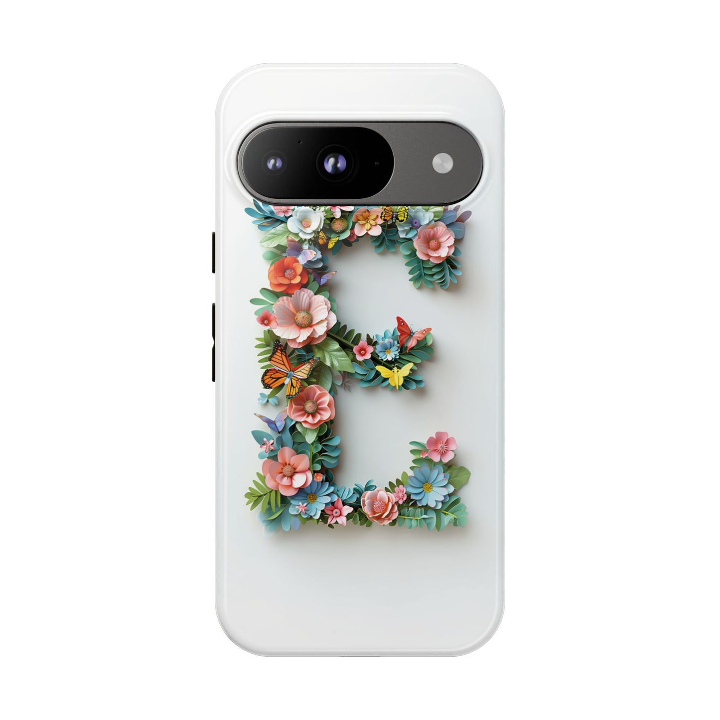 Floral Letter E Phone Case β Personalized Aesthetic Cover for iPhone, Samsung & Google Pixel