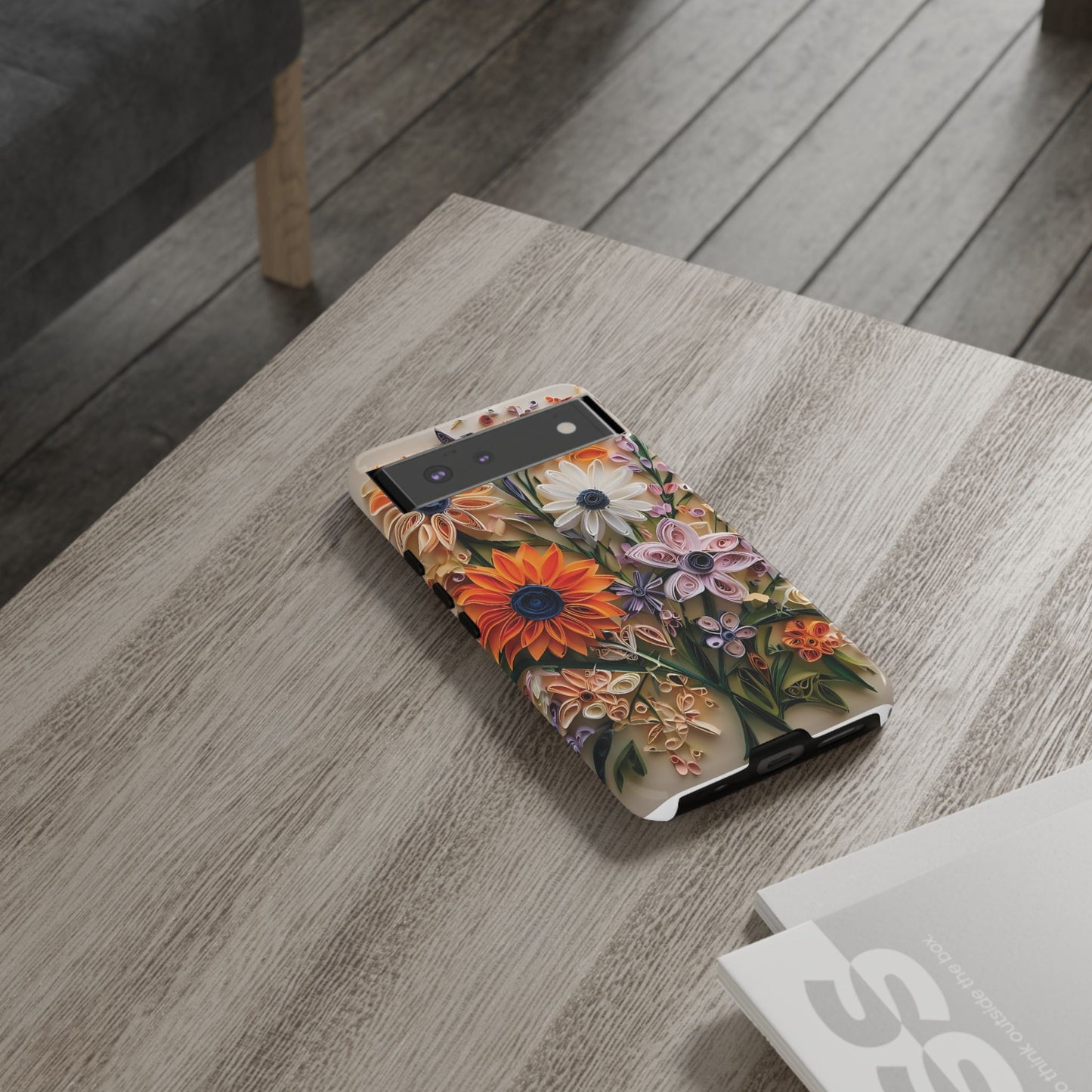 Intricate Quilled Floral Artwork In Vibrant Colors phone case design.