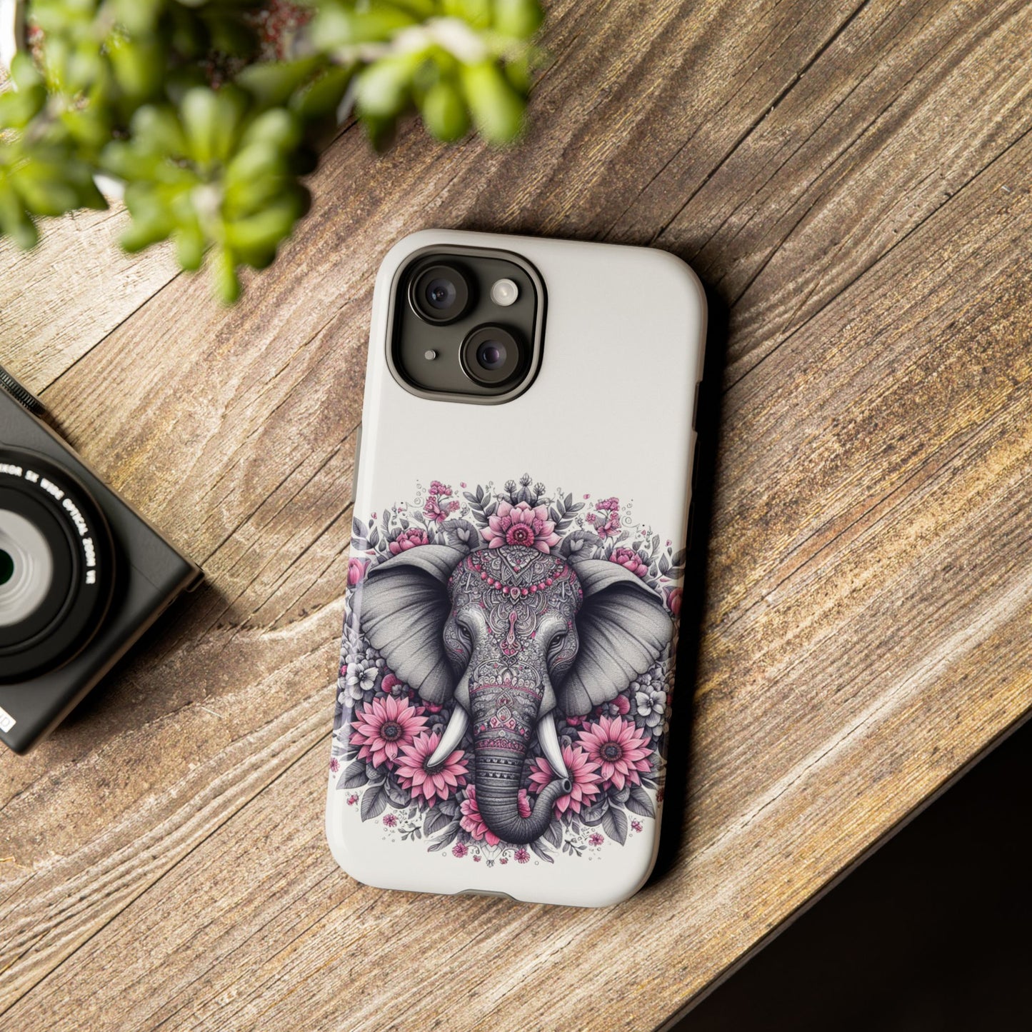 Intricate Floral Elephant Mobile Cover – Mandala-Inspired Boho Art