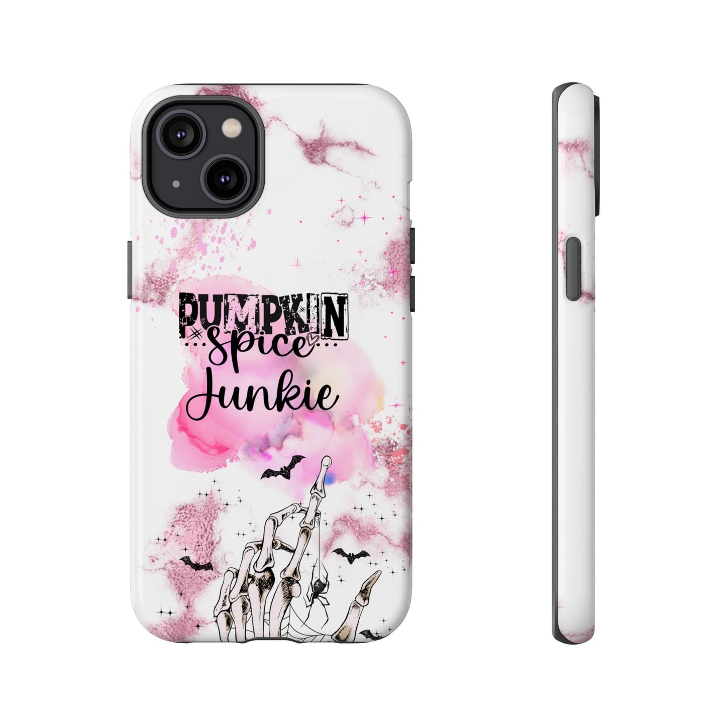Pumpkin Spice Junkie Phone Case - Fall Aesthetic Cover for iPhone, Samsung & Google Pixel, Skeleton Hand Phone Case, Watercolor Phone Cover, Girly Phone Case