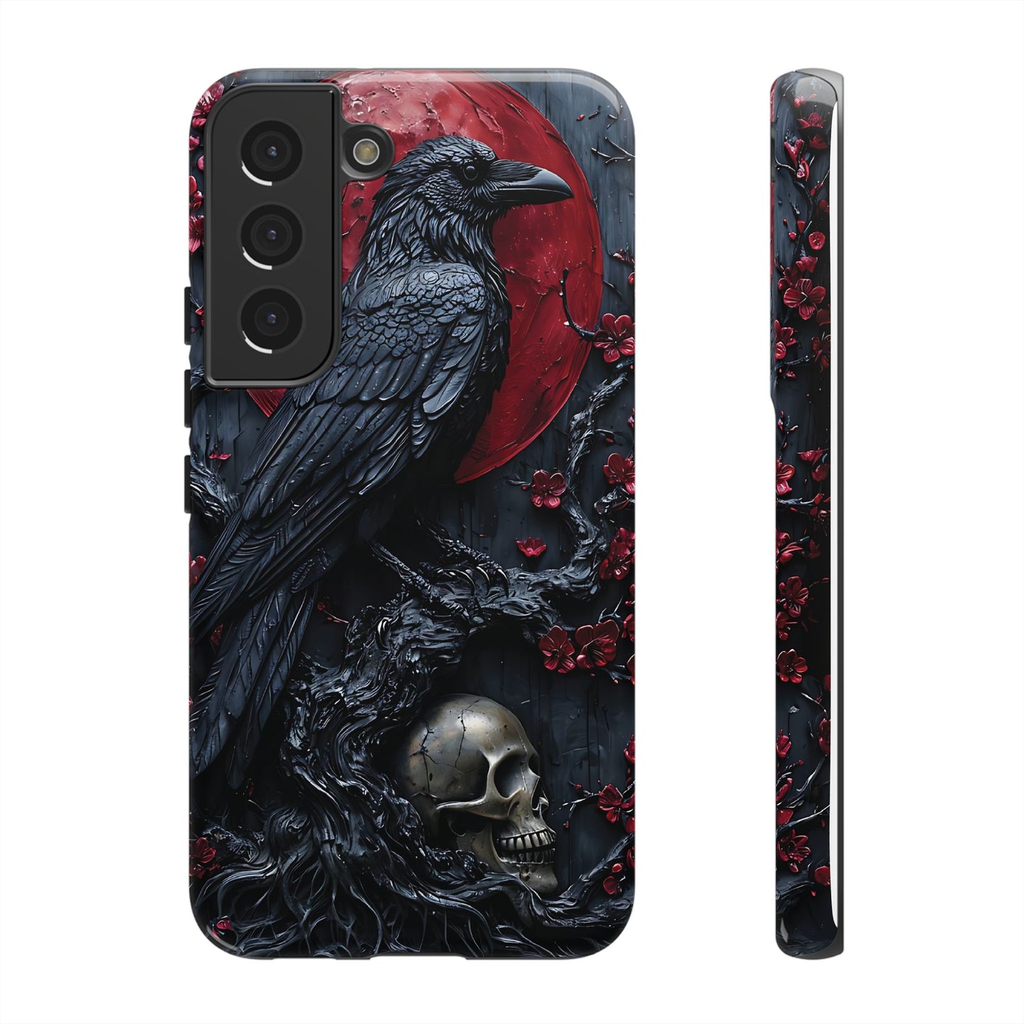 Gothic Sculpture Of Raven On Charcoal Tree Branch phone case design