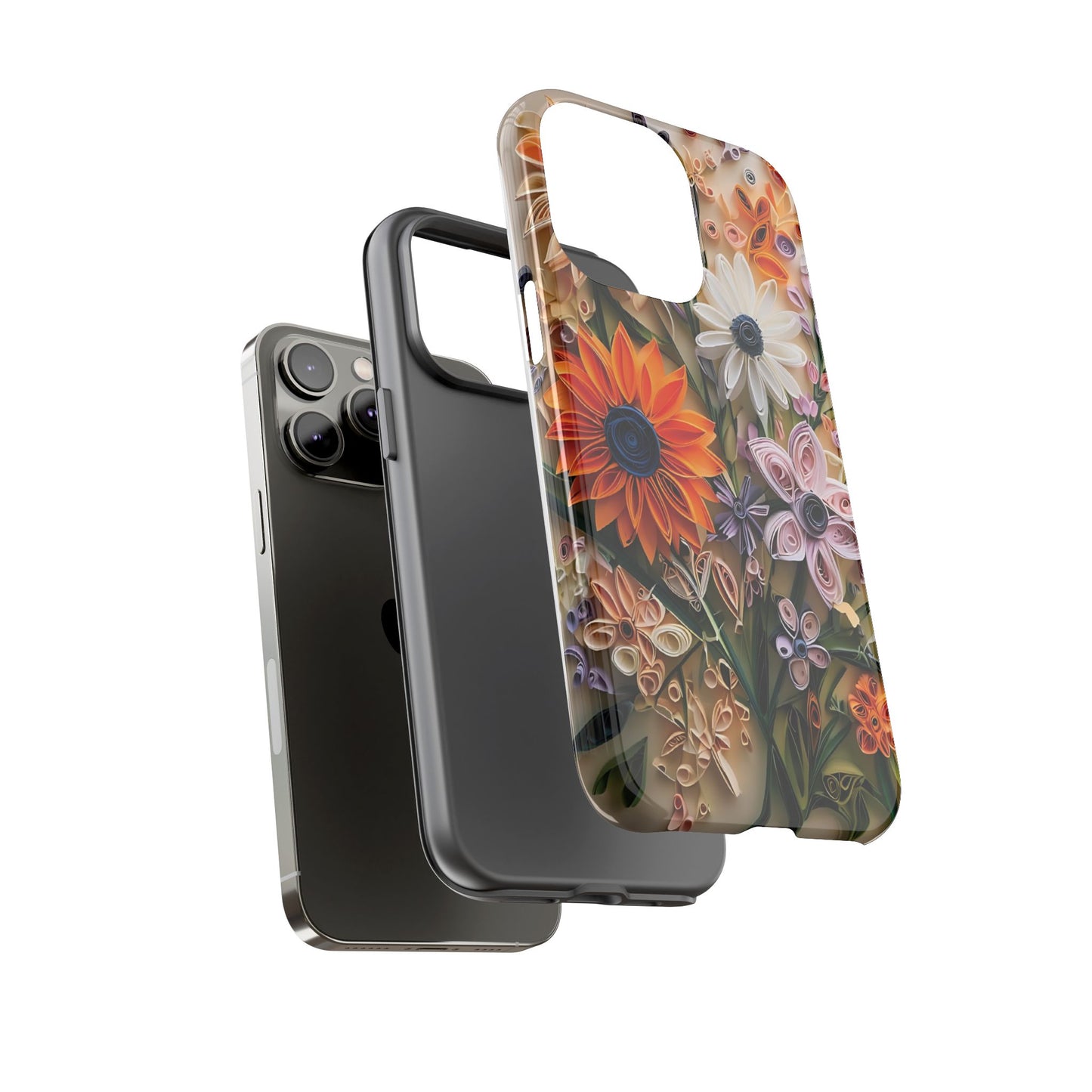Intricate Quilled Floral Artwork In Vibrant Colors phone case design.