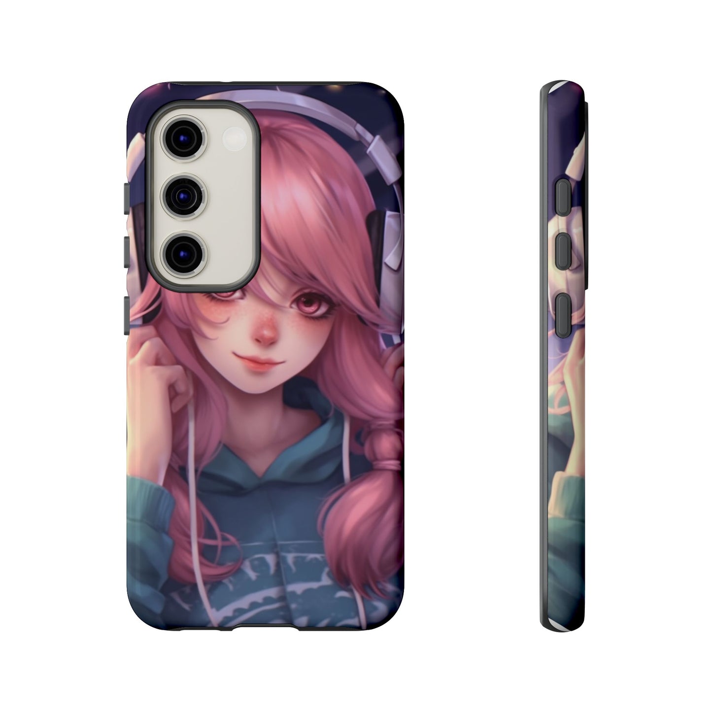 Anime Music Girl Phone Case - Cute Aesthetic Cover for iPhone, Samsung & Google Pixel, Girly Phone Case, Kawaii Lover Gift
