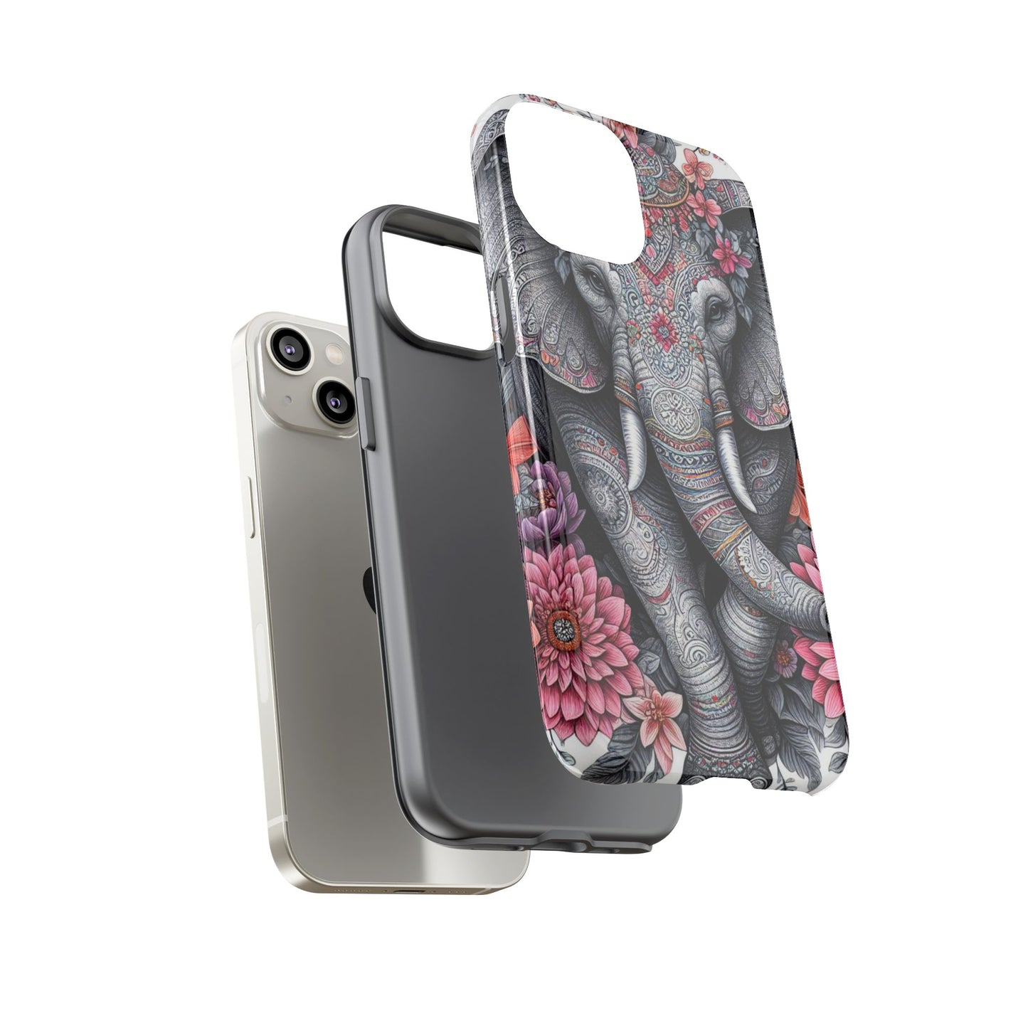 Bohemian Floral Elephant Mobile Cover – Intricate Mandala Art
