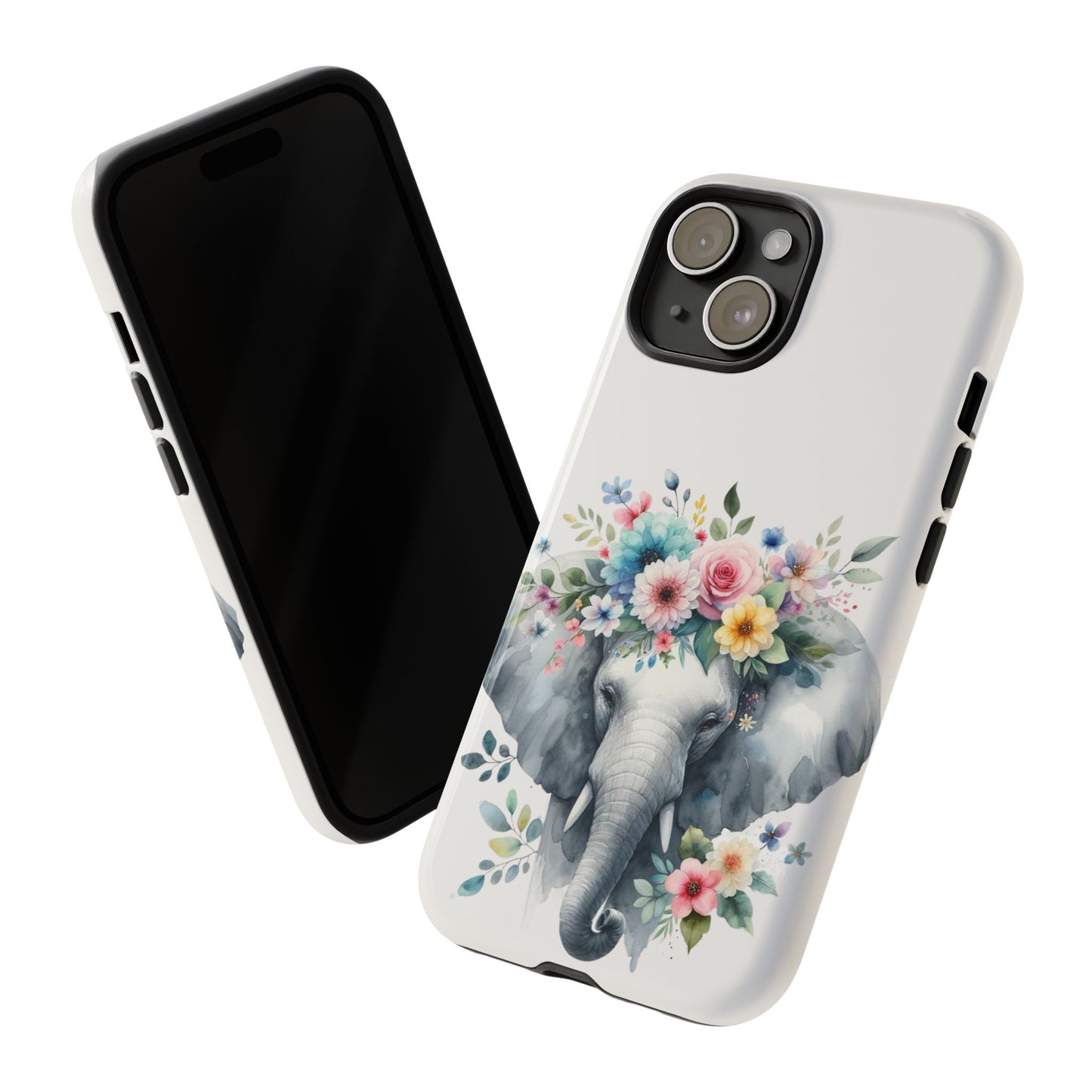 Floral Crown Elephant Mobile Cover – Elegant Watercolor Art