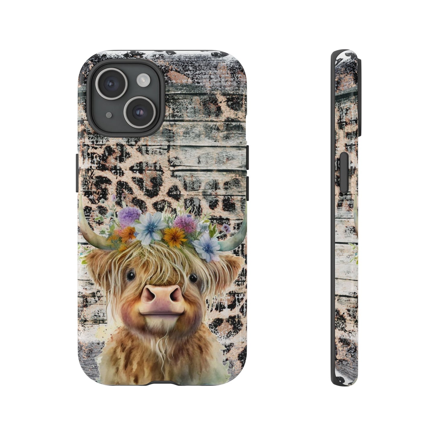 Leopard Print Heifer Phone Case - iPhone, Samsung & Google Pixel Cover - Artistic Cow Phone Case, Animal Lover Gift