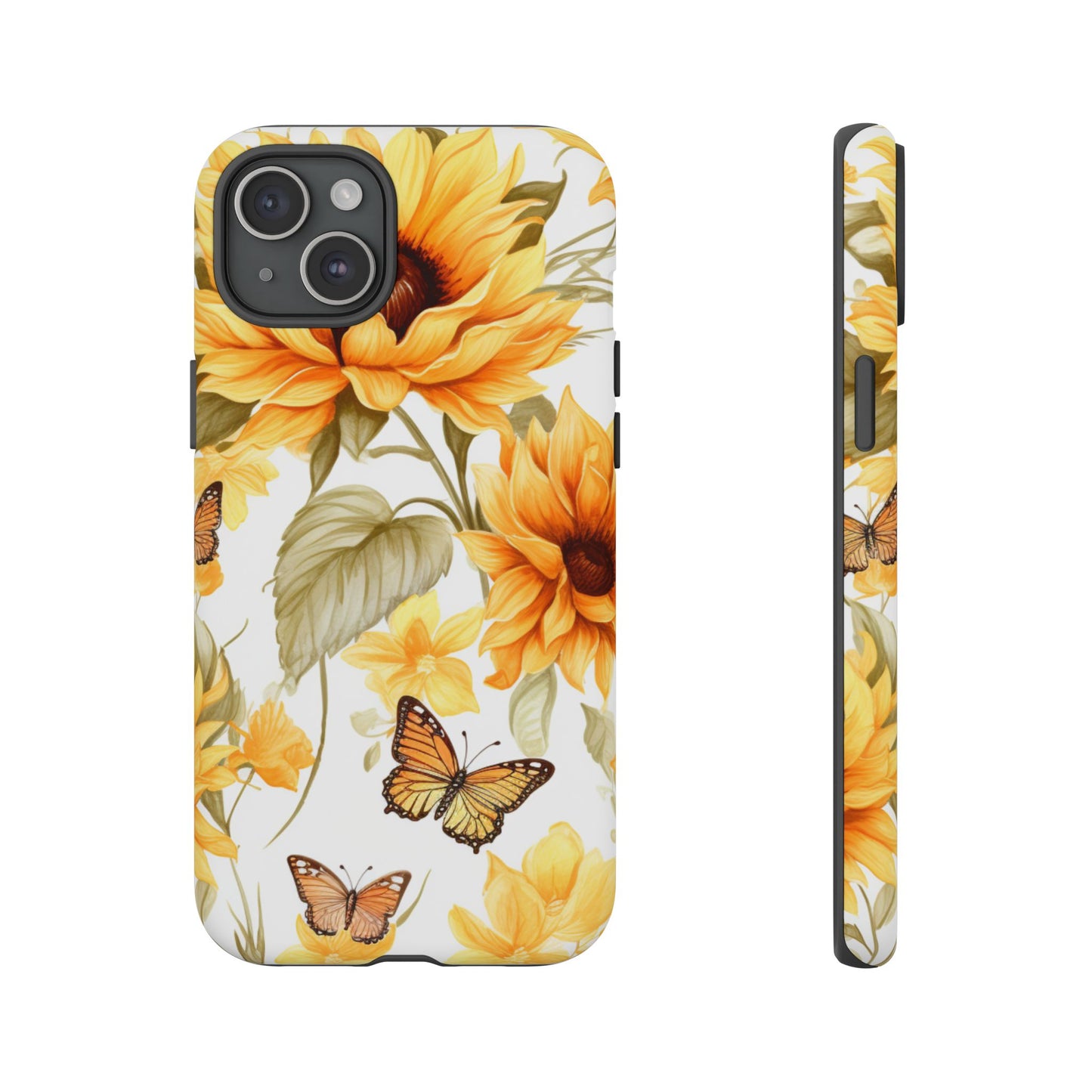 Golden Sunflower & Butterfly Phone Case – Warm & Elegant