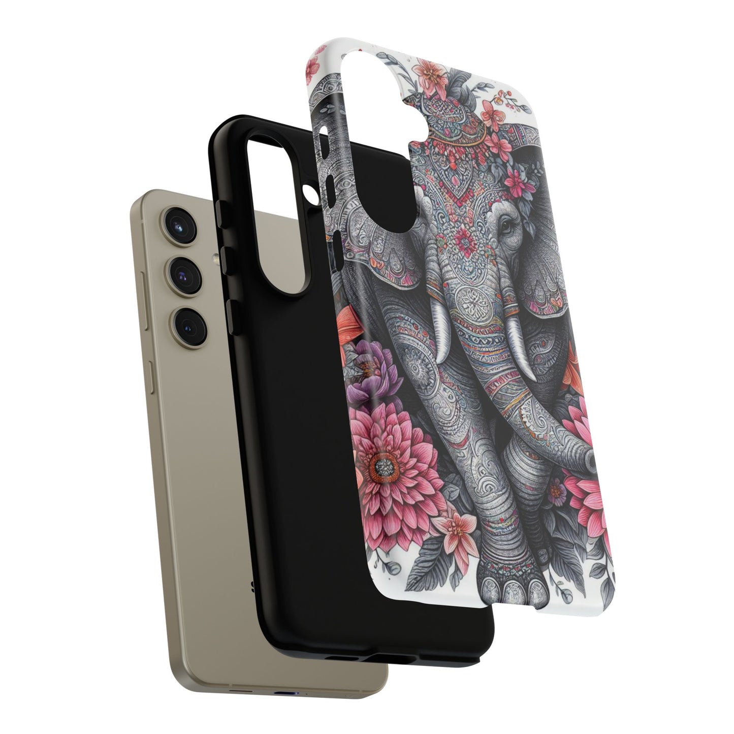 Bohemian Floral Elephant Mobile Cover – Intricate Mandala Art