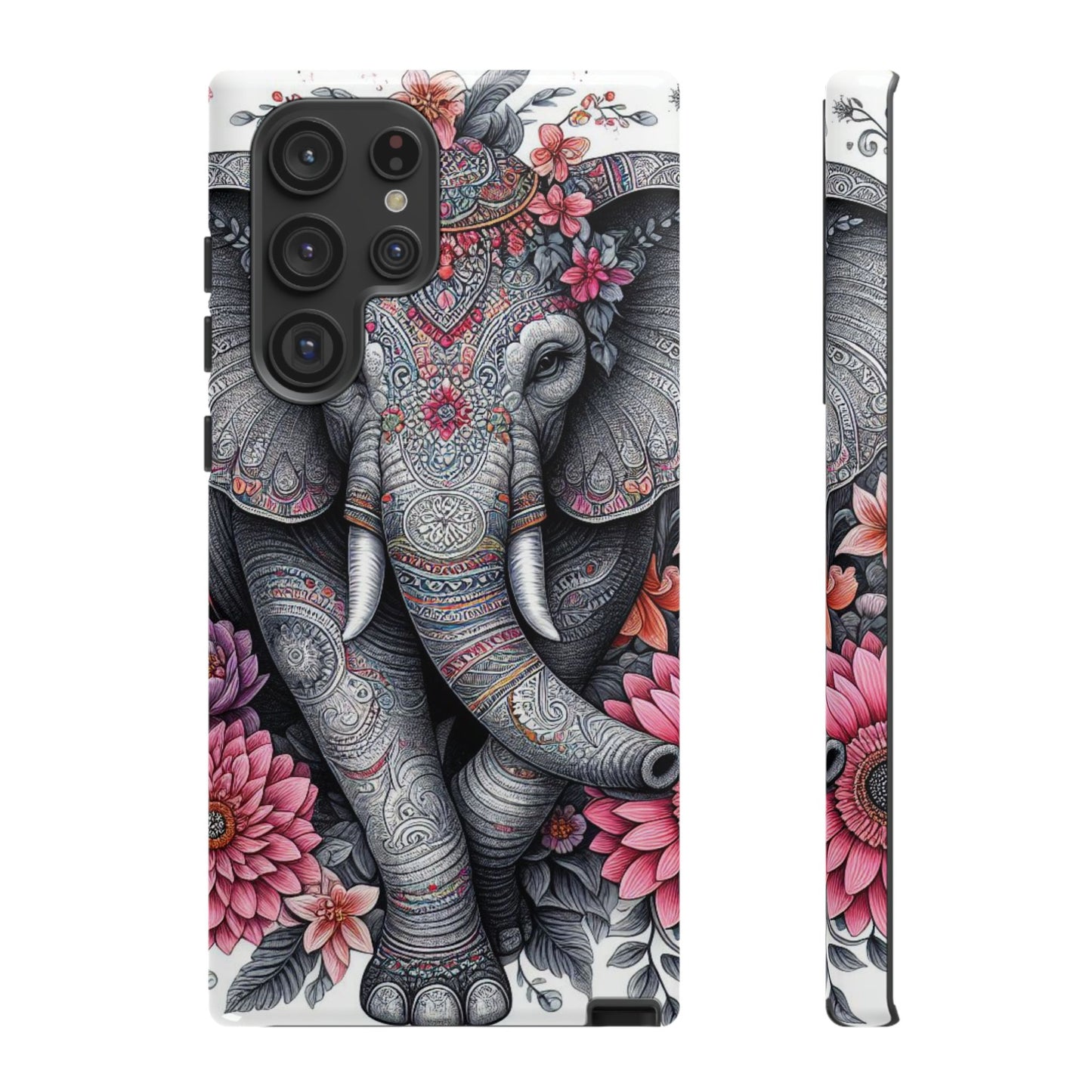 Bohemian Floral Elephant Mobile Cover – Intricate Mandala Art