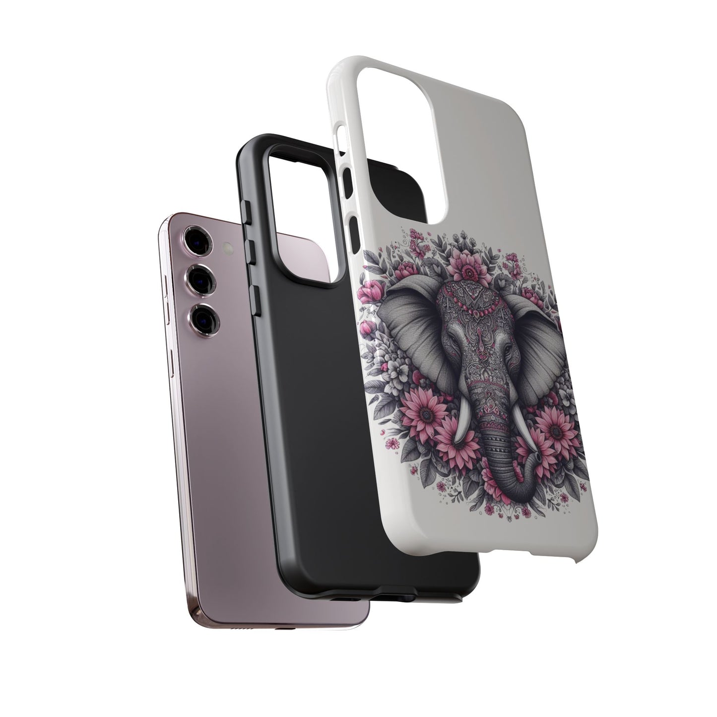 Intricate Floral Elephant Mobile Cover – Mandala-Inspired Boho Art
