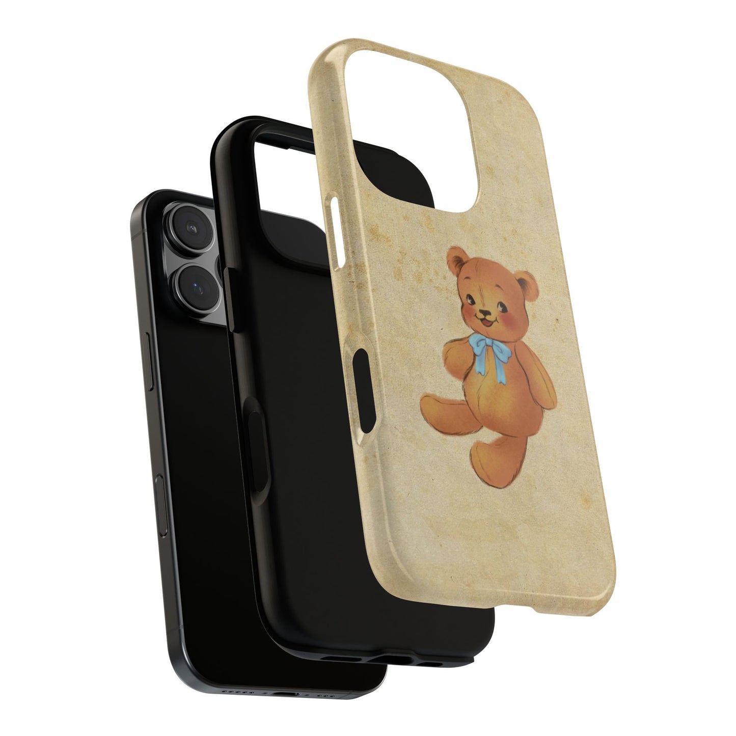 Vintage Teddy Bear Phone Case β Minimal Aesthetic, Soft Beige Retro Cover for iPhone, Samsung & Pixel