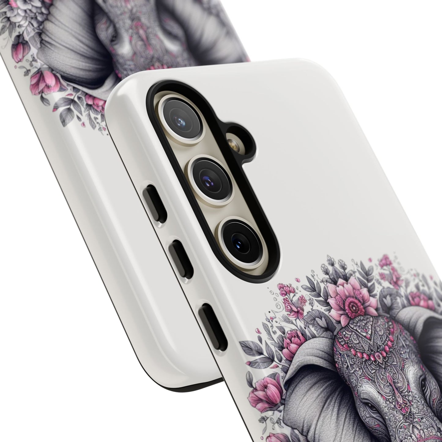 Intricate Floral Elephant Mobile Cover – Mandala-Inspired Boho Art