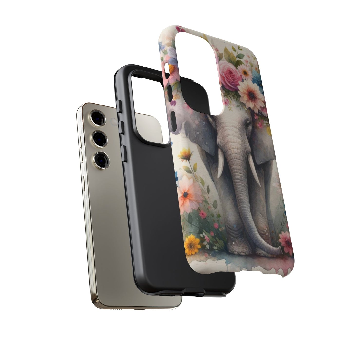Watercolor Floral Elephant Mobile Cover – Dreamy Artistic Design