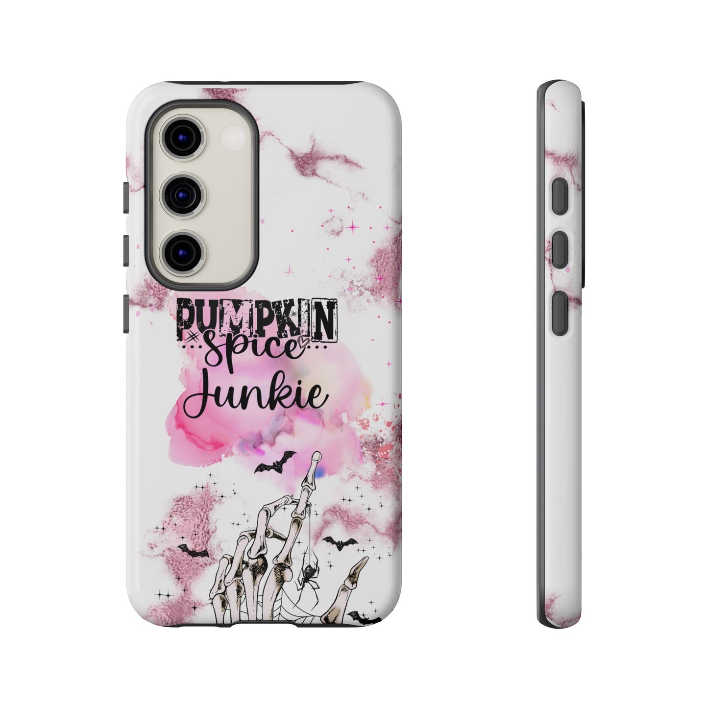 Pumpkin Spice Junkie Phone Case - Fall Aesthetic Cover for iPhone, Samsung & Google Pixel, Skeleton Hand Phone Case, Watercolor Phone Cover, Girly Phone Case