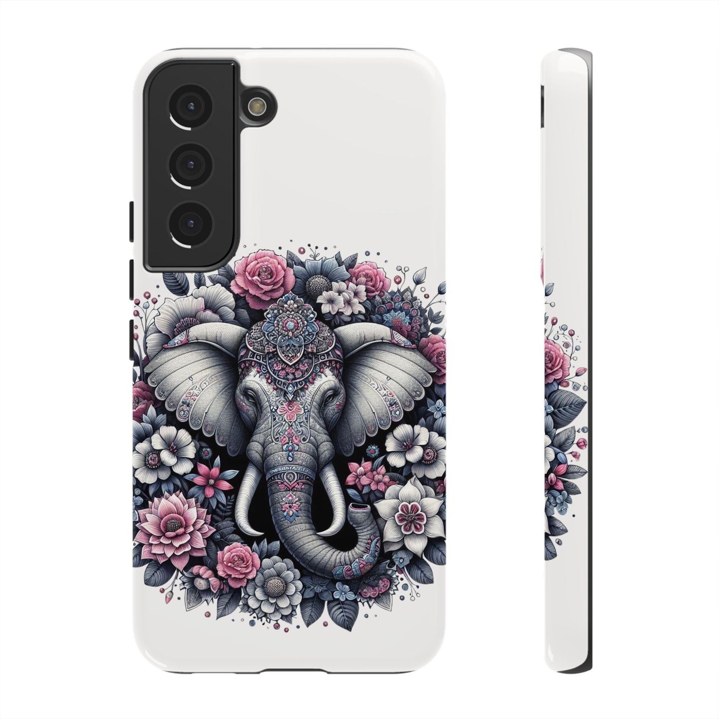 Ornate Floral Elephant Mobile Cover – Elegant Bohemian Art